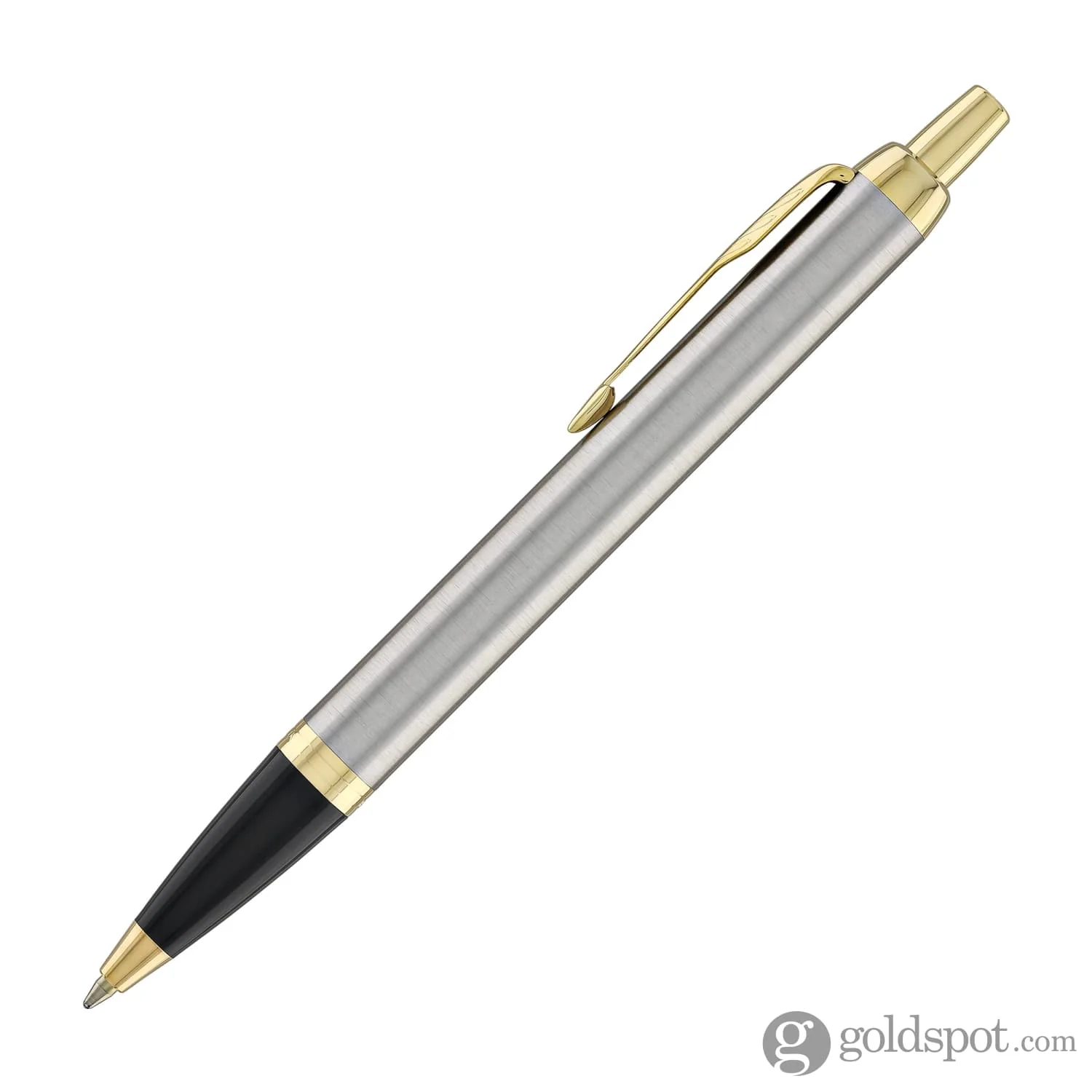Parker IM Ballpoint Pen in Brushed Metal Gold Trim - Image 3