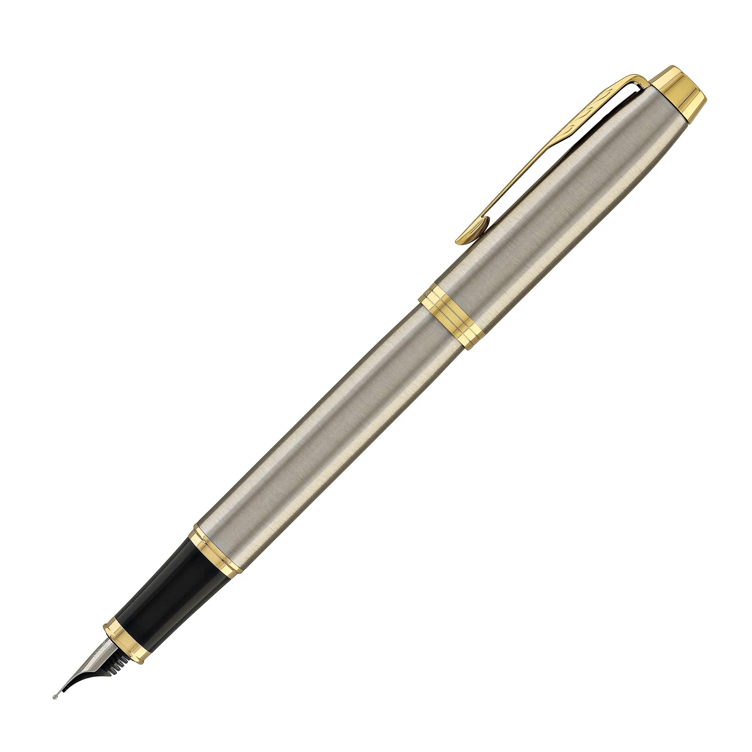 Parker IM Fountain Pen in Brushed Metal with Gold Trim - Fine Point - Image 13