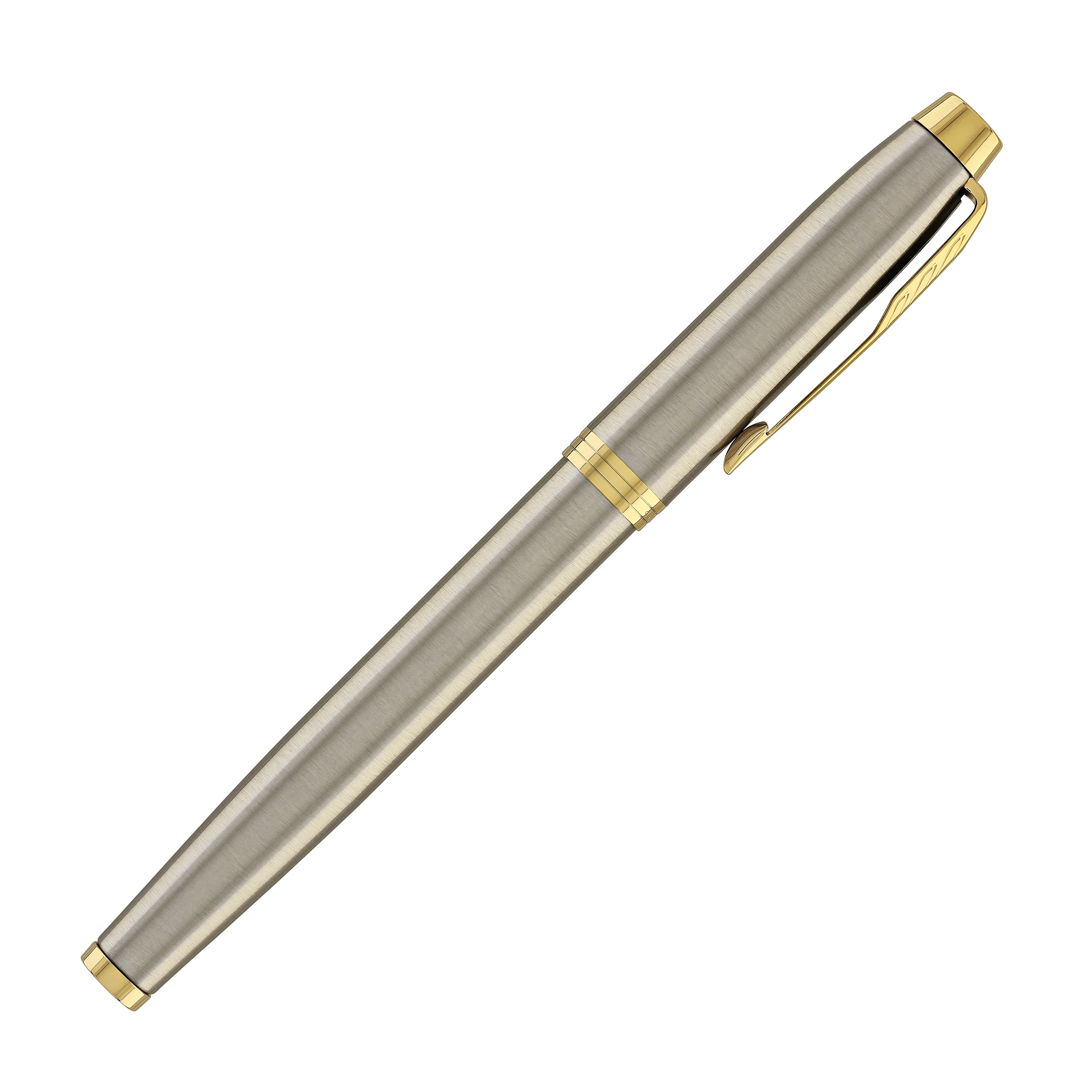 Parker IM Fountain Pen in Brushed Metal with Gold Trim - Fine Point - Image 15