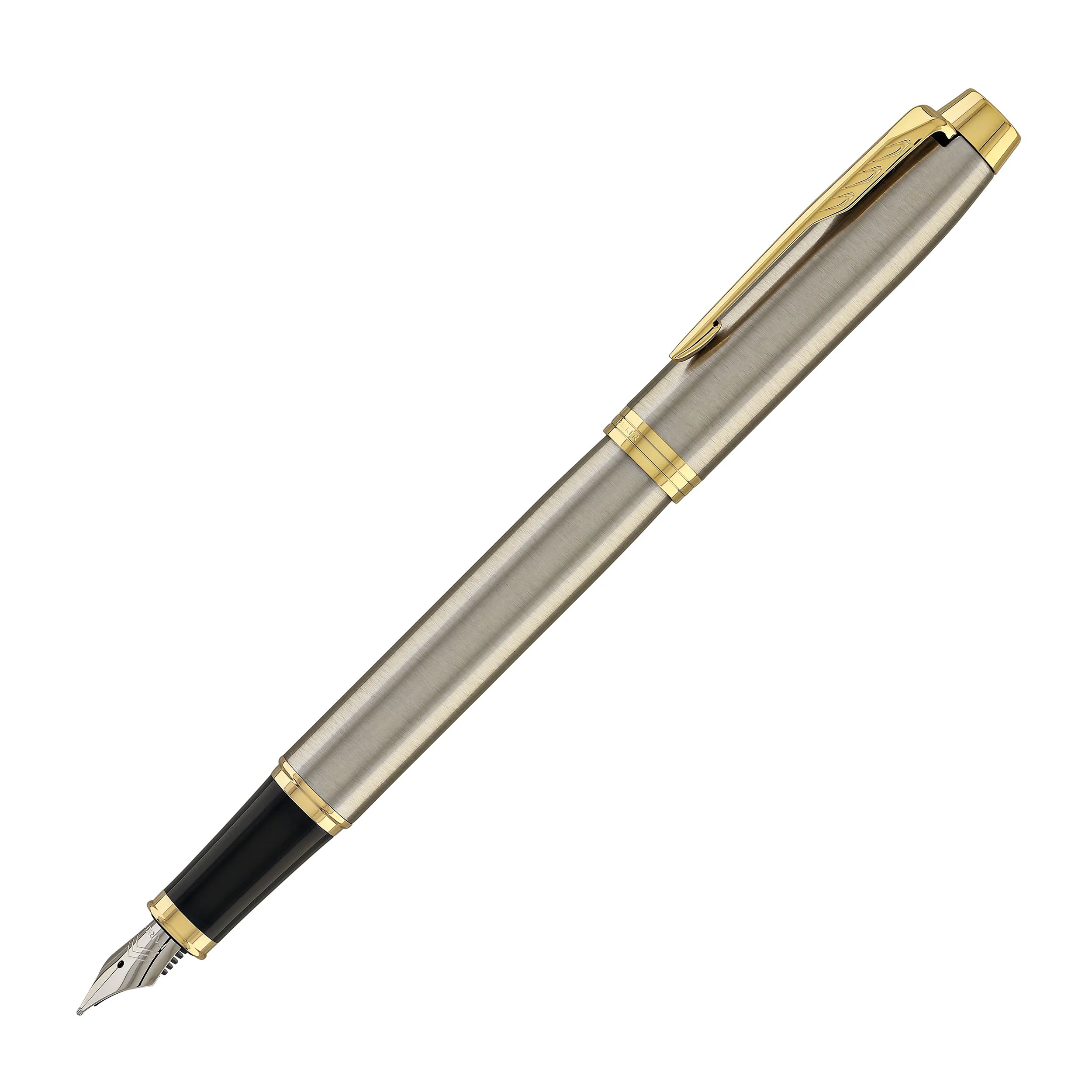 Parker IM Fountain Pen in Brushed Metal with Gold Trim - Fine Point - Image 3