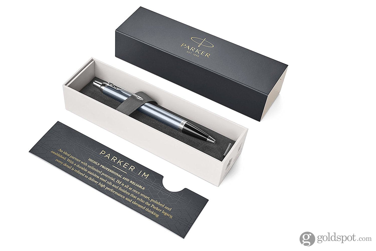 Parker IM Core Ballpoint Pen in Light Blue Grey with Chrome Trim - Image 4