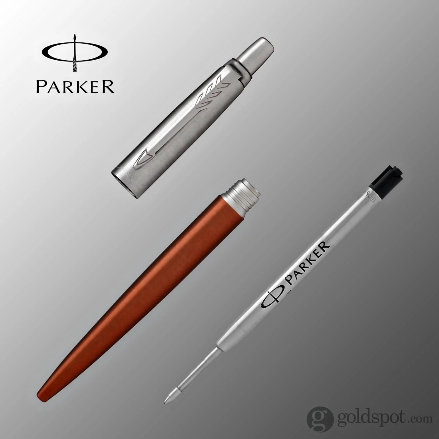 Parker Jotter Ballpoint Pen in Chelsea Orange with Chrome Trim - Image 3