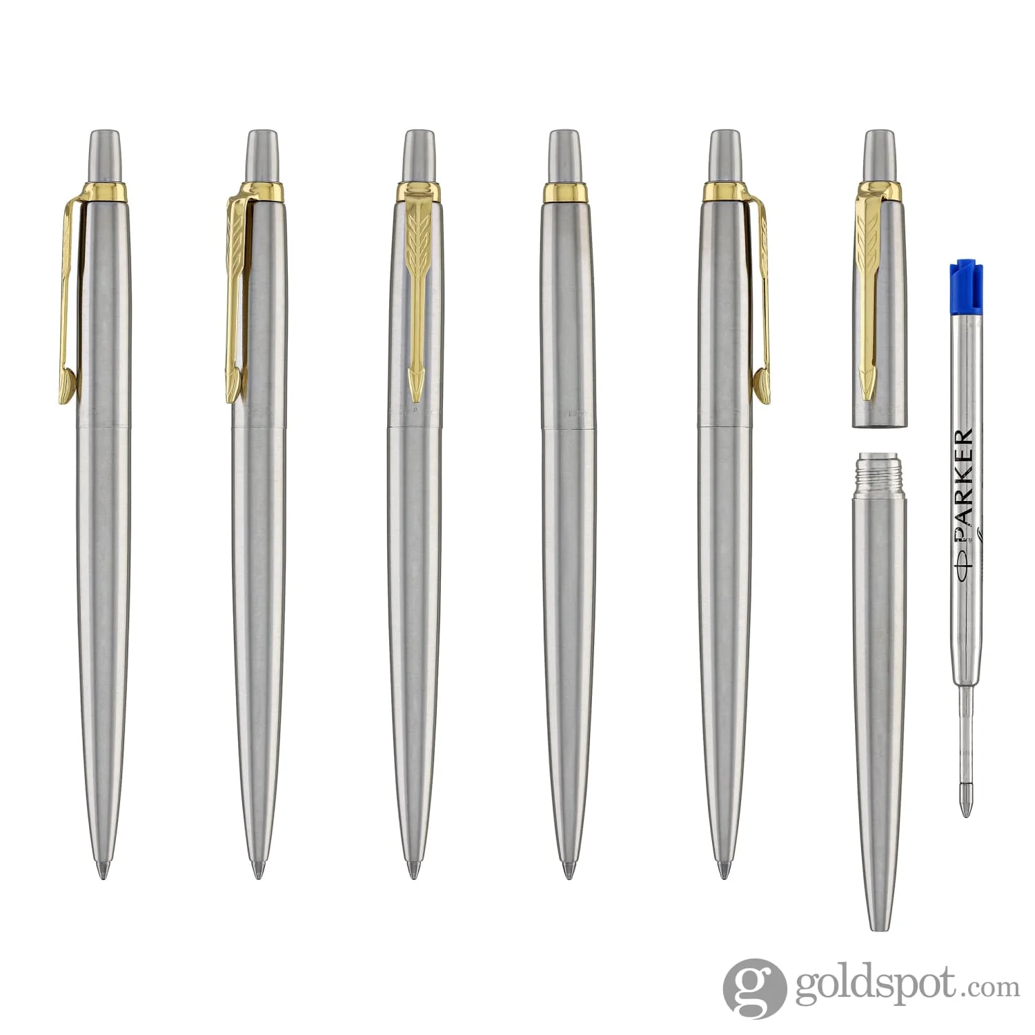 Parker Jotter Ballpoint Pen in Classic Stainless Steel with Gold Trim - Image 6