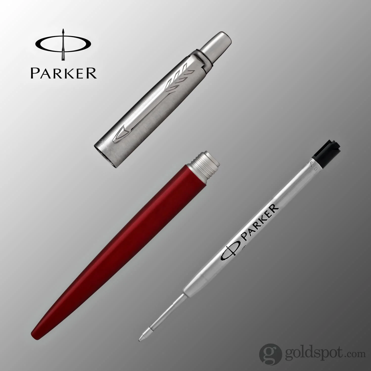 Parker Jotter Ballpoint Pen in Kensington Red with Chrome Trim - Image 3
