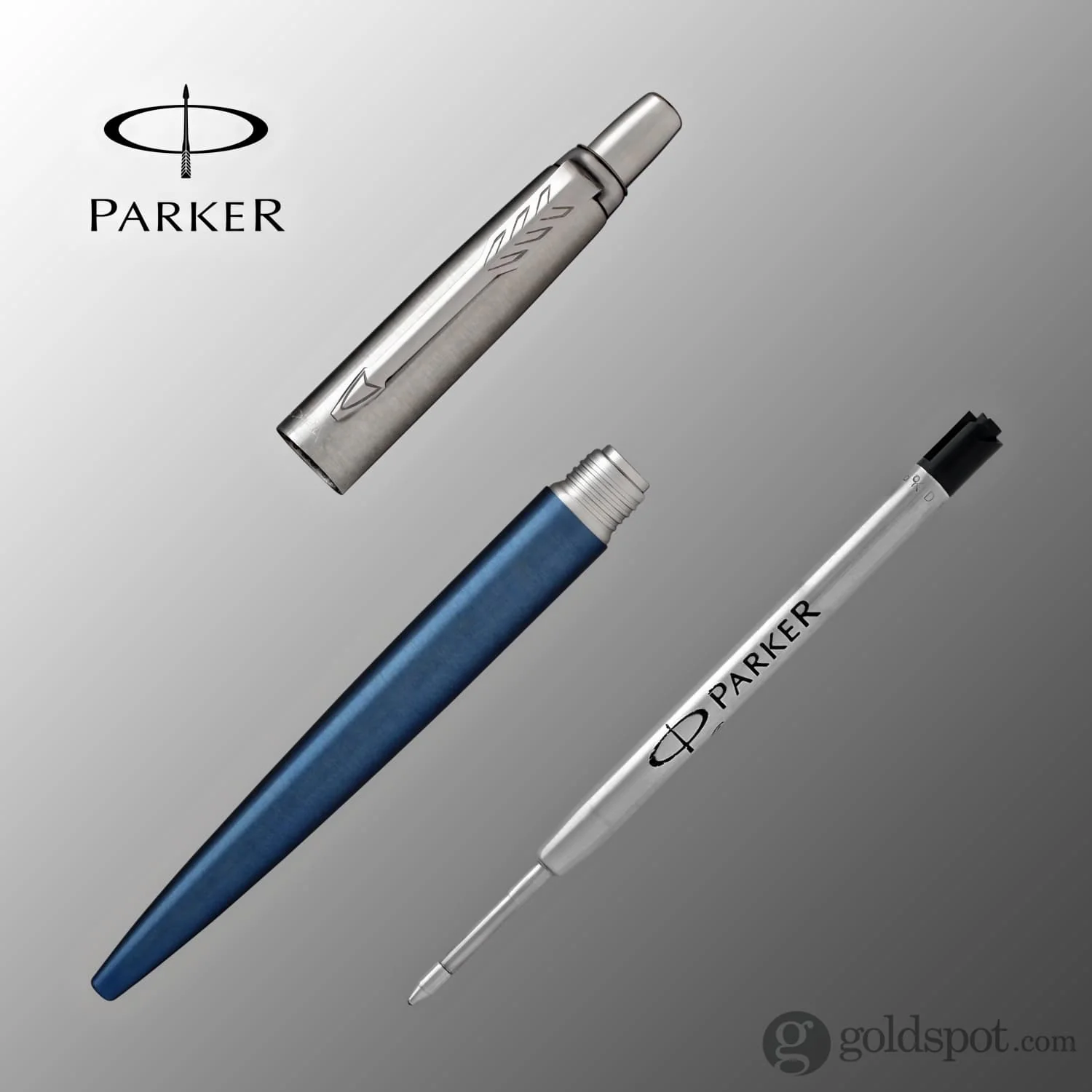 Parker Jotter Ballpoint Pen in Waterloo Blue Chrome Trim - Image 4
