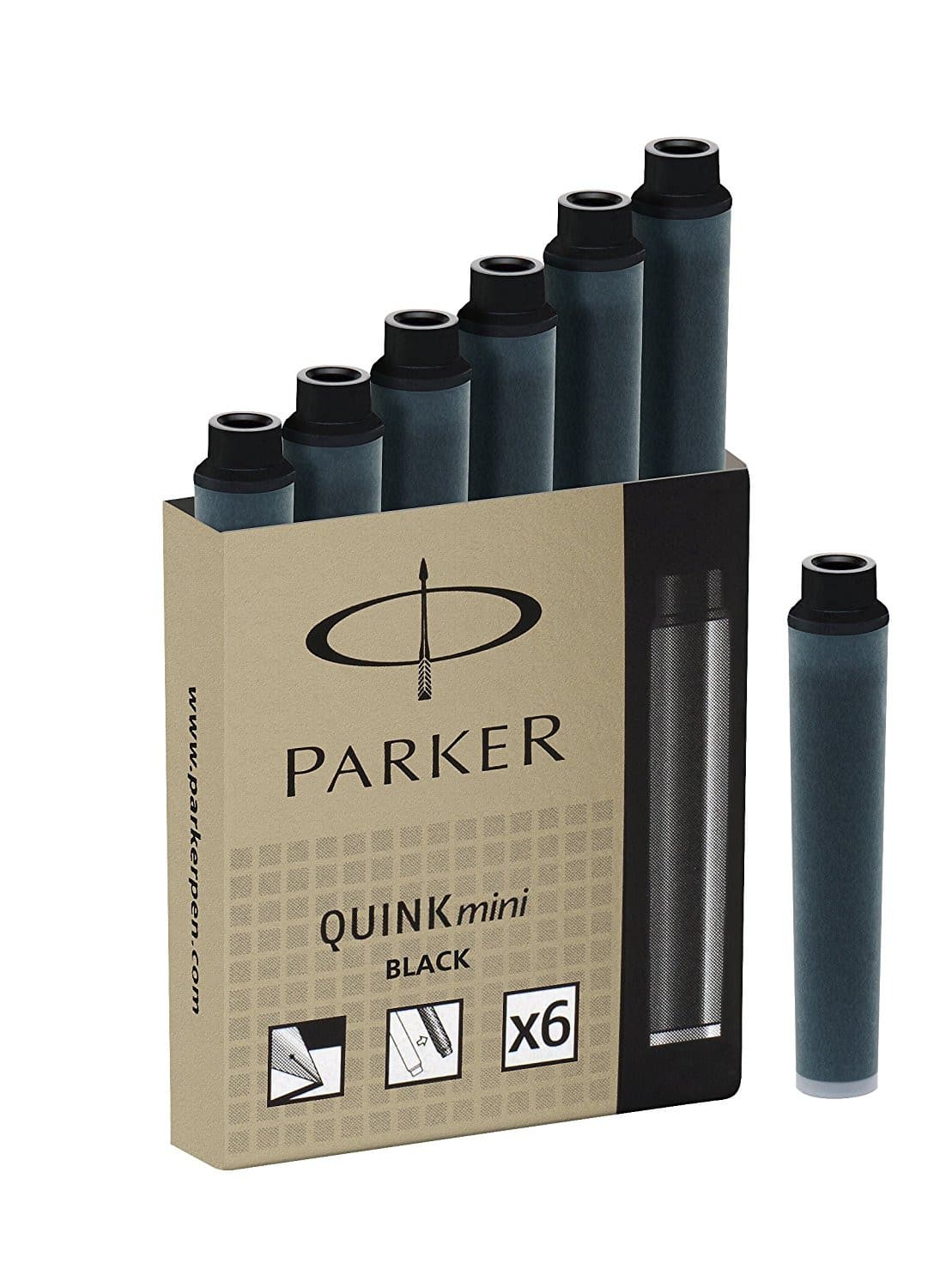 Parker Quink Mini Cartridges in Black - Pack of 6