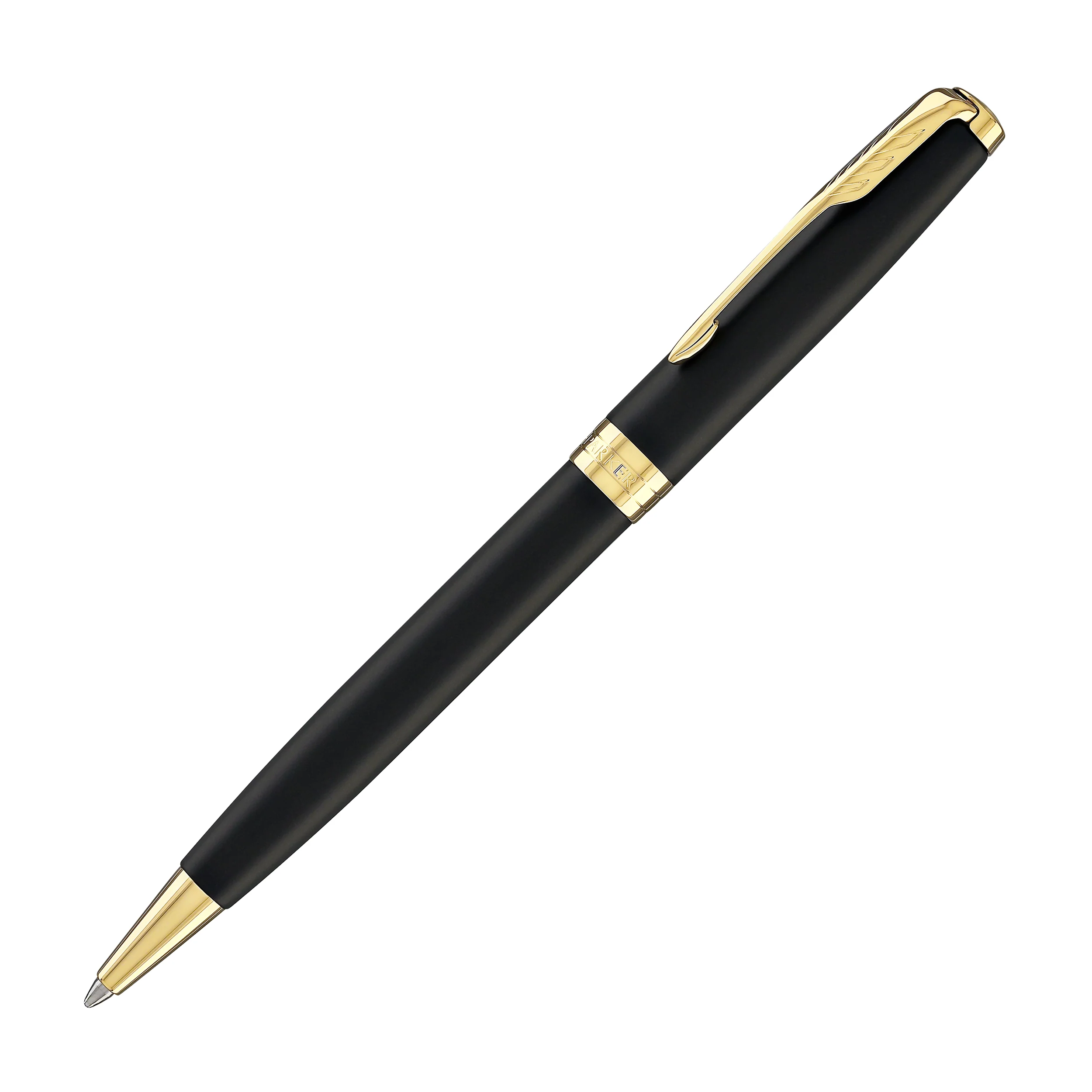 Parker Sonnet Retractable Ballpoint Pen in Matte Lacquered Black with Gold Trim - Image 2