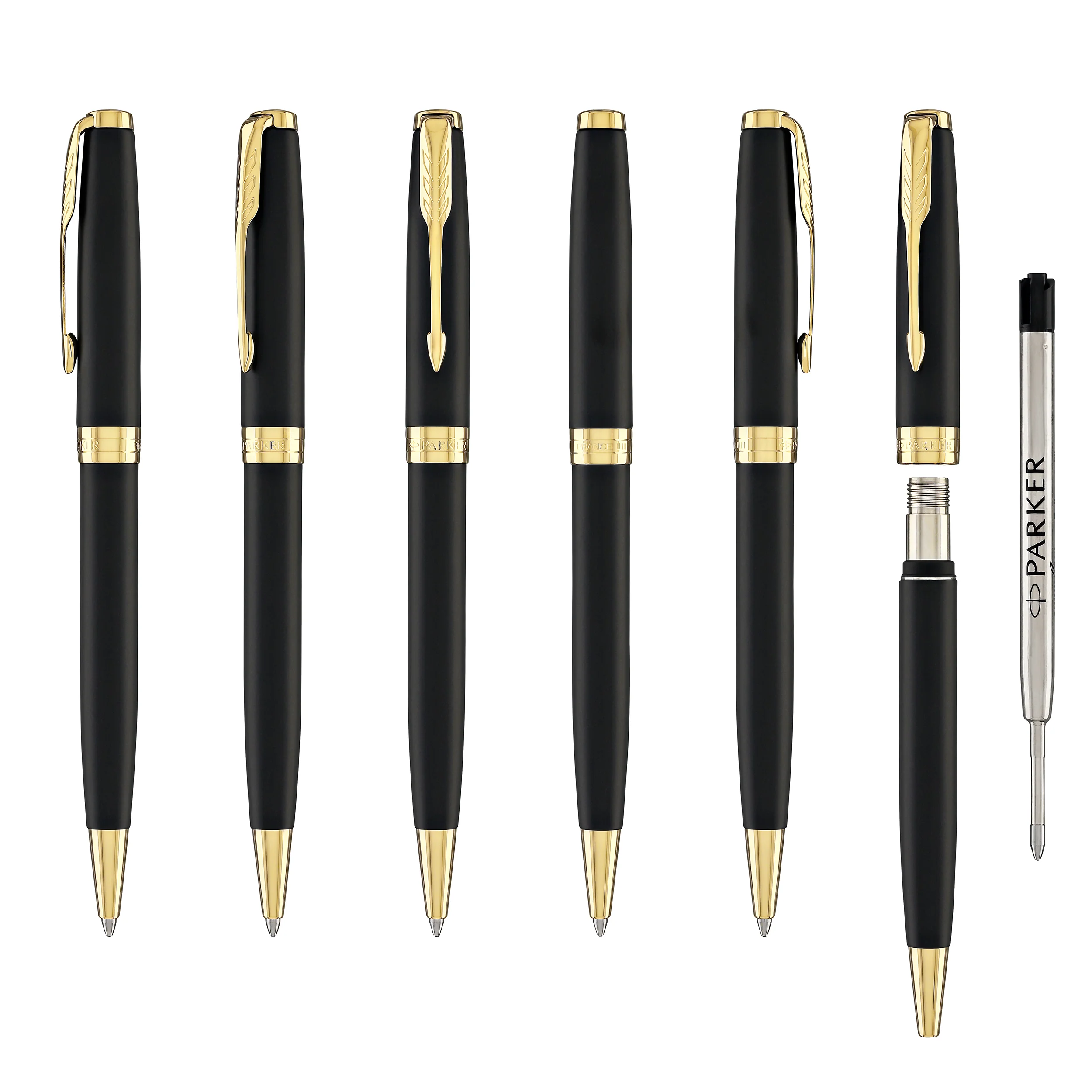 Parker Sonnet Retractable Ballpoint Pen in Matte Lacquered Black with Gold Trim - Image 6