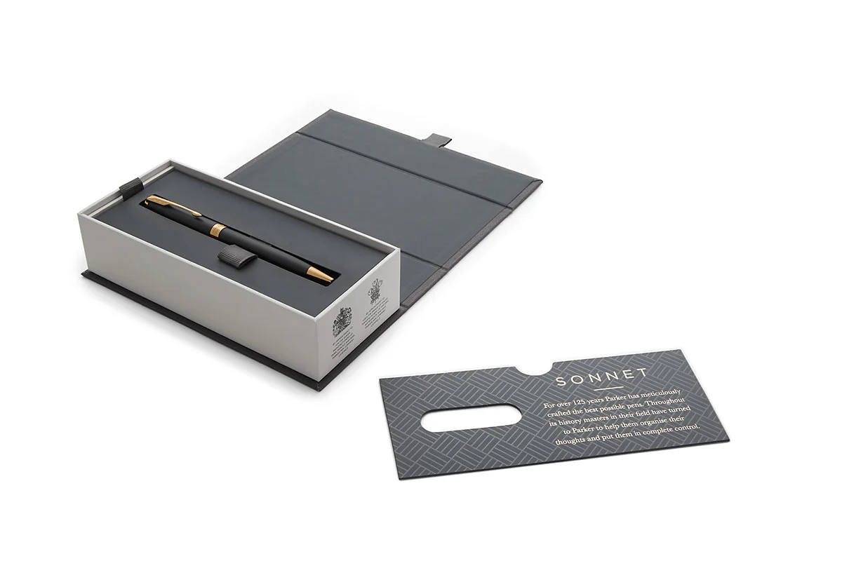 Parker Sonnet Retractable Ballpoint Pen in Matte Lacquered Black with Gold Trim - Image 9