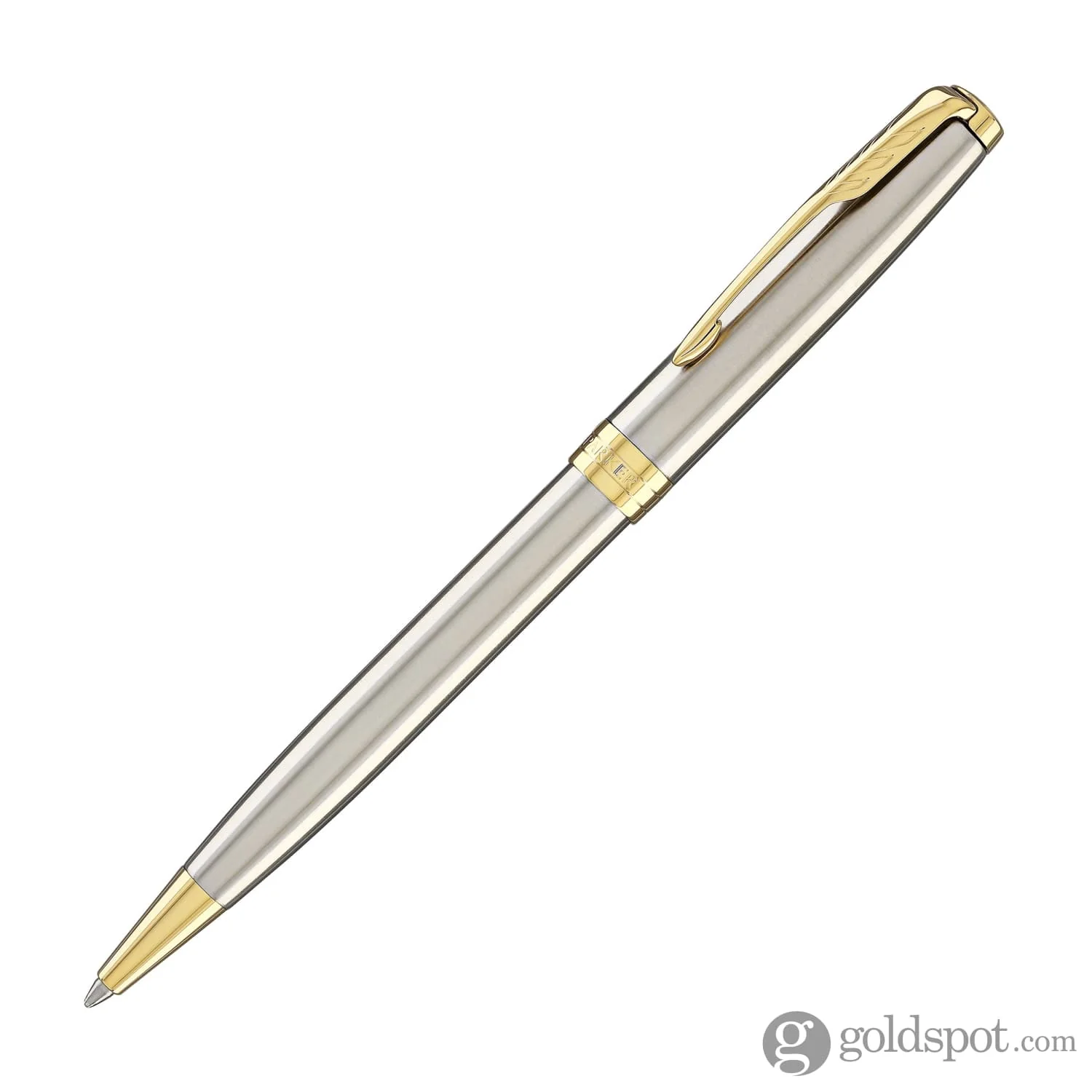 Parker Sonnet Retractable Ballpoint Pen in Stainless Steel with Gold Trim - Image 2