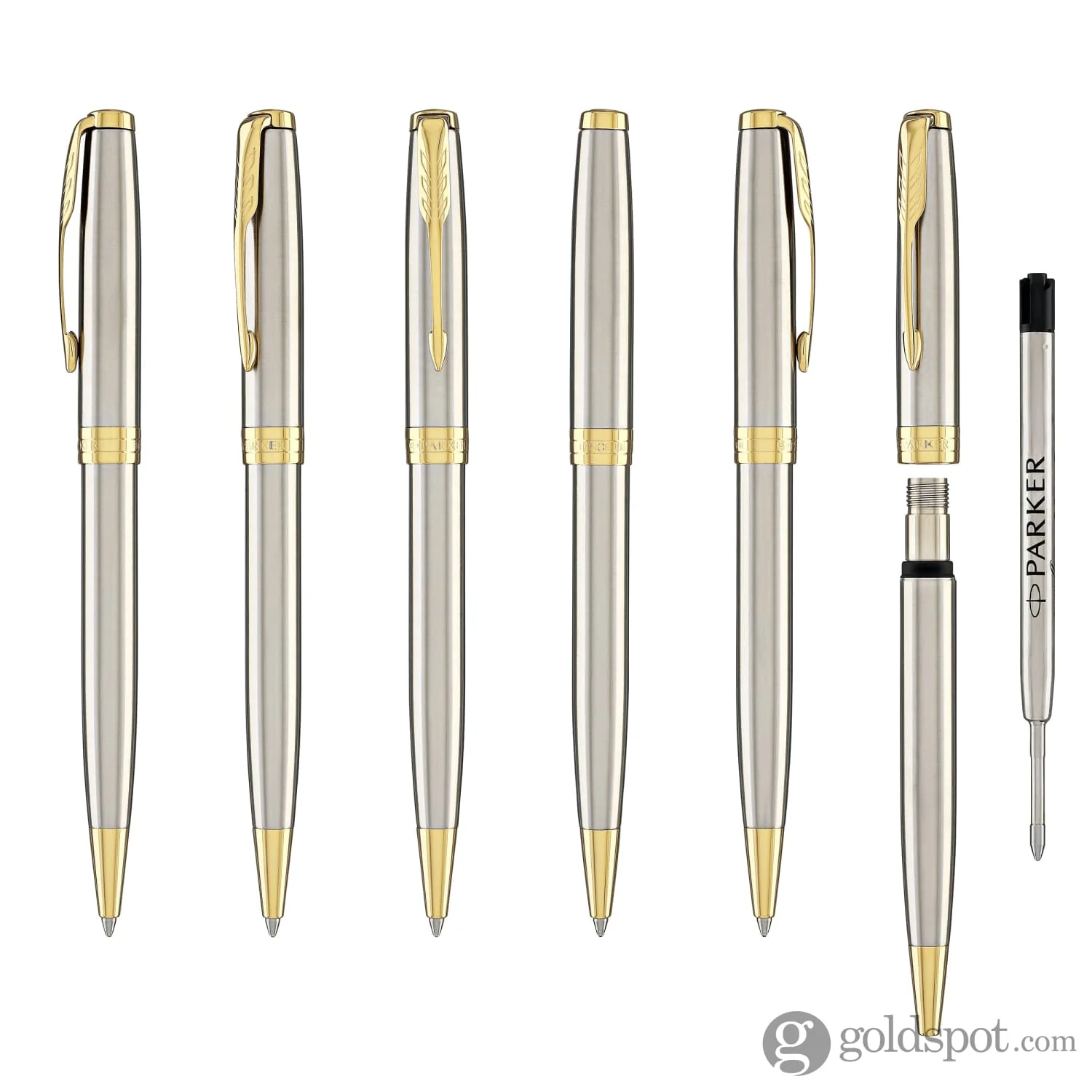 Parker Sonnet Retractable Ballpoint Pen in Stainless Steel with Gold Trim - Image 6