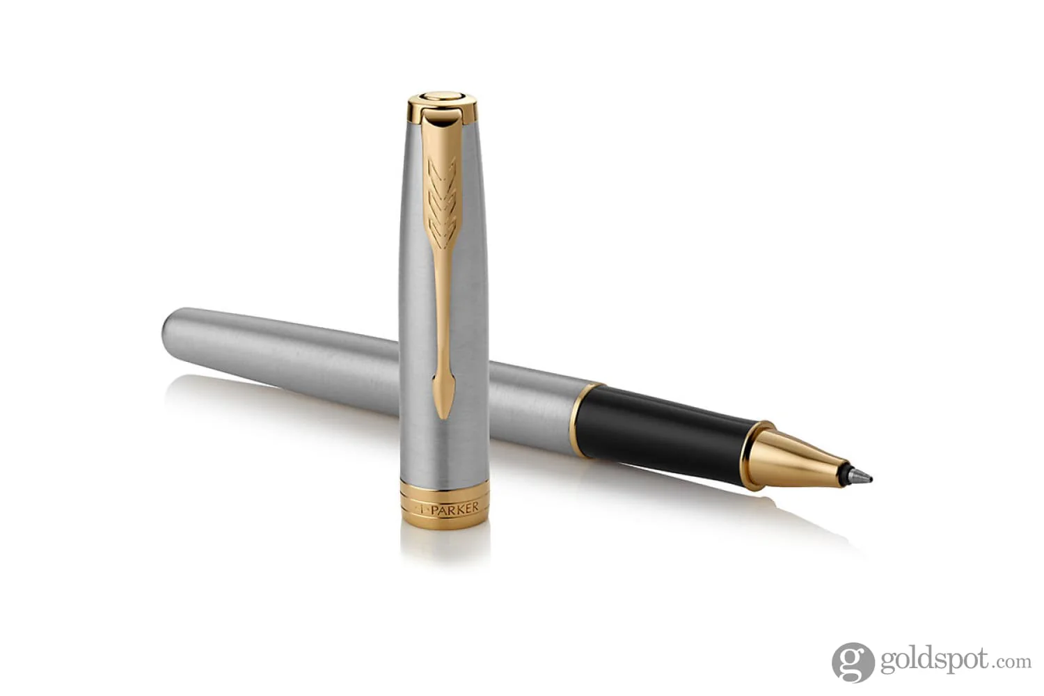 Parker Sonnet Rollerball Pen in Stainless Steel with Gold Trim - Image 3