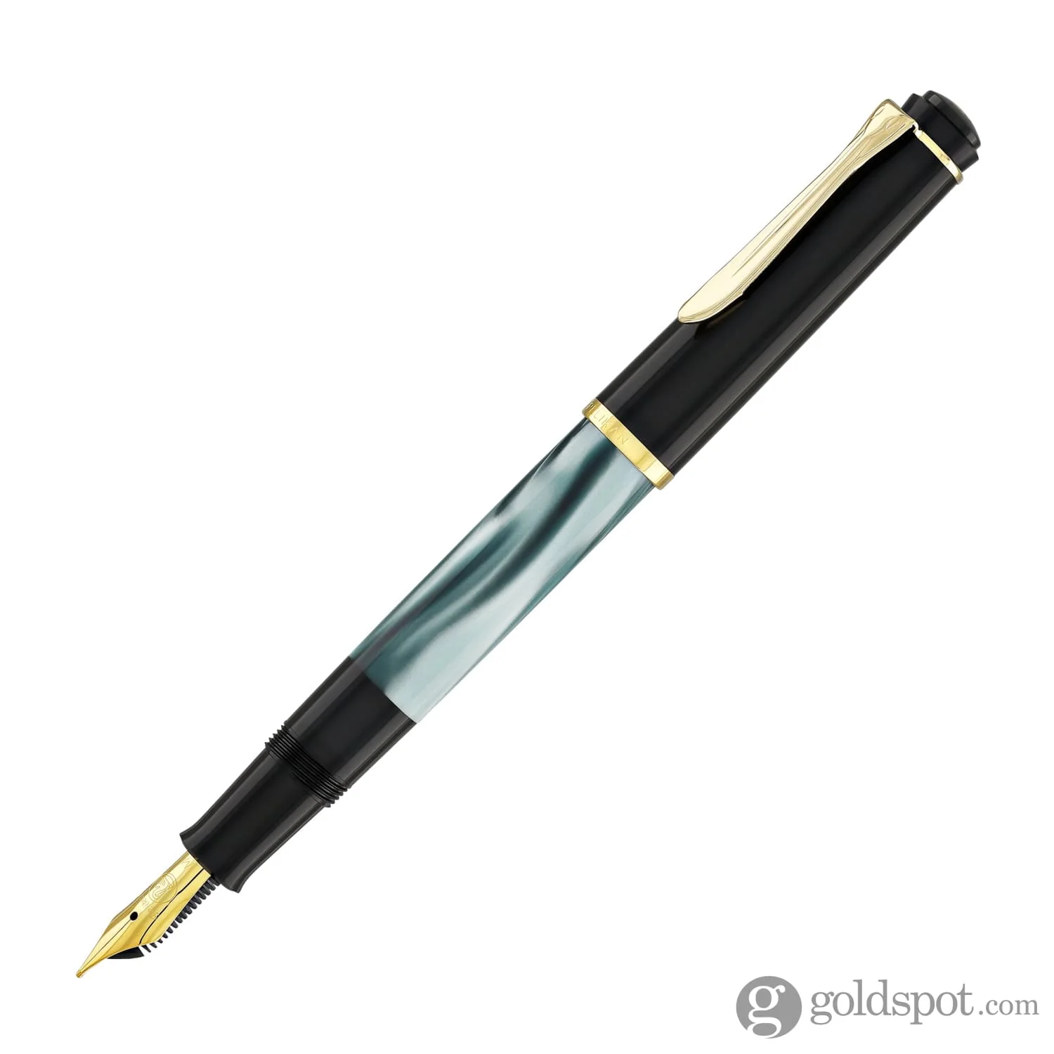Pelikan M200 Series Fountain Pen in Green Marble with Gold Trim - Image 2
