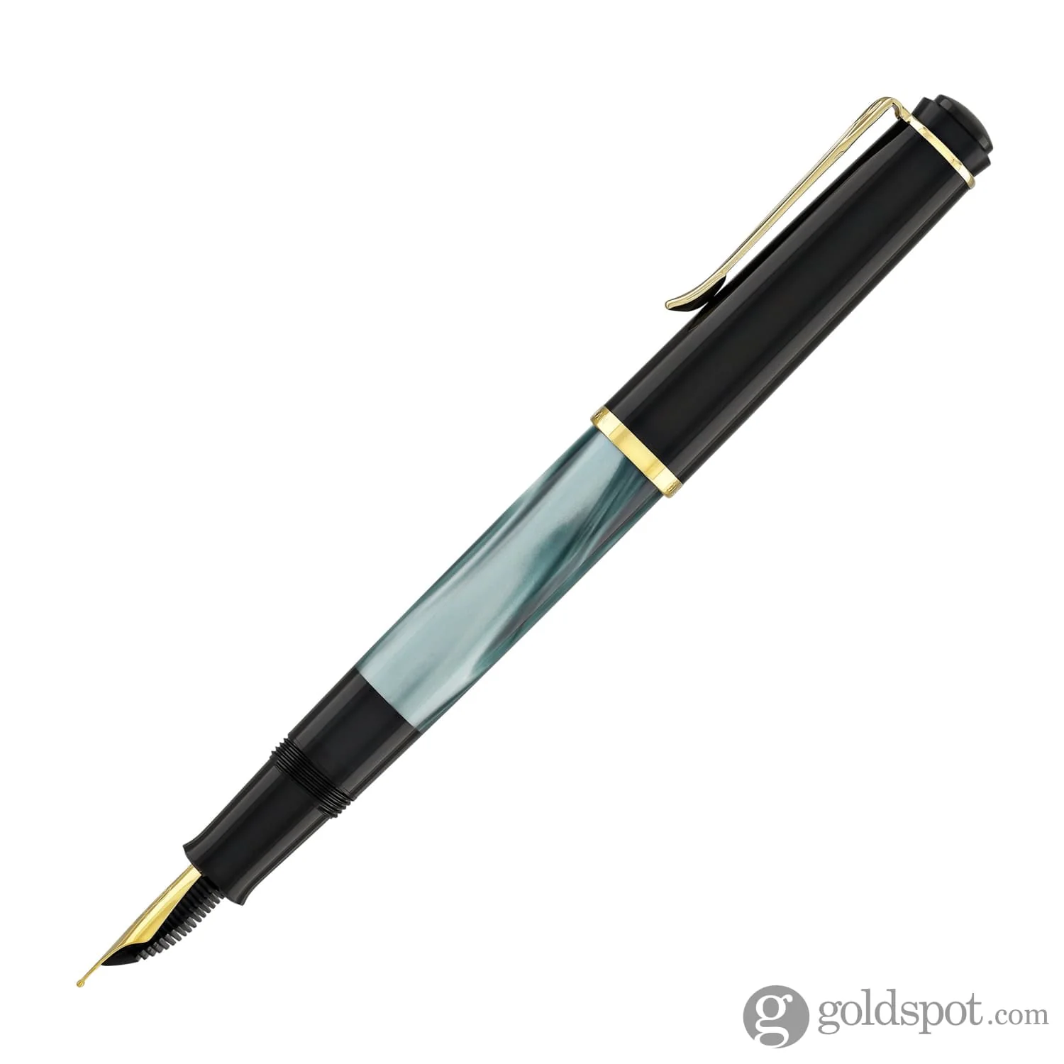 Pelikan M200 Series Fountain Pen in Green Marble with Gold Trim - Image 3