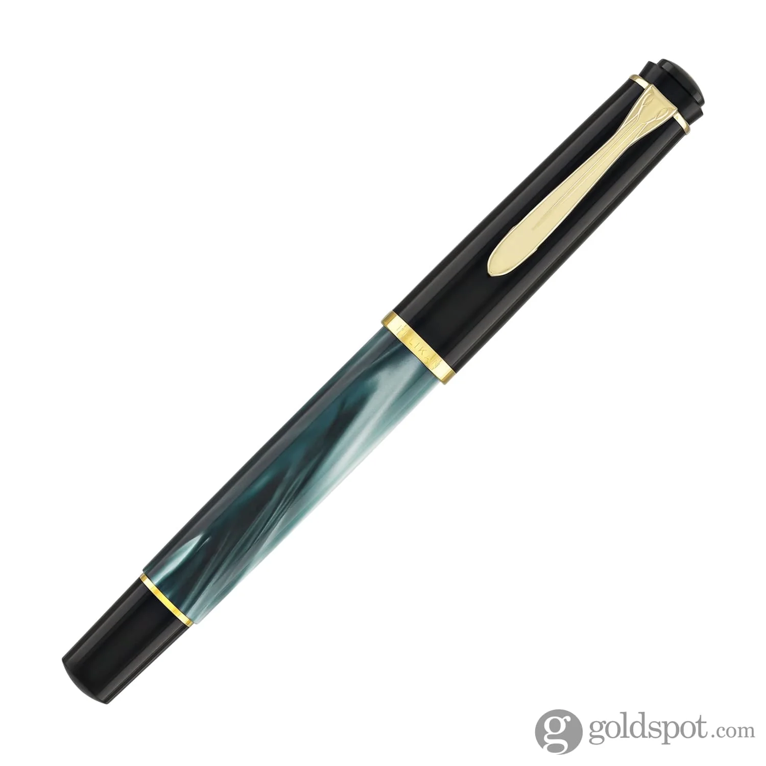 Pelikan M200 Series Fountain Pen in Green Marble with Gold Trim - Image 4