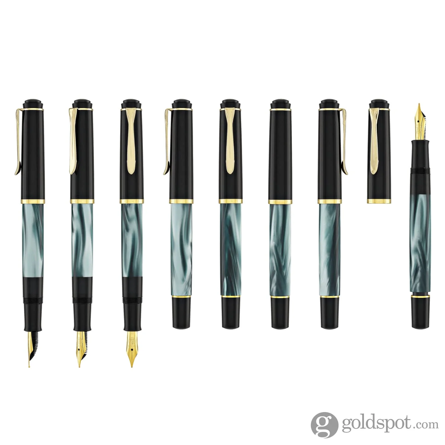 Pelikan M200 Series Fountain Pen in Green Marble with Gold Trim - Image 8