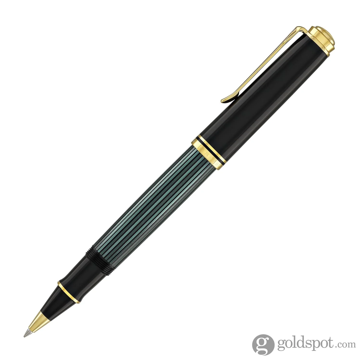Pelikan Souveran R800 Rollerball Pen in Black & Green with Gold Trim - Image 3