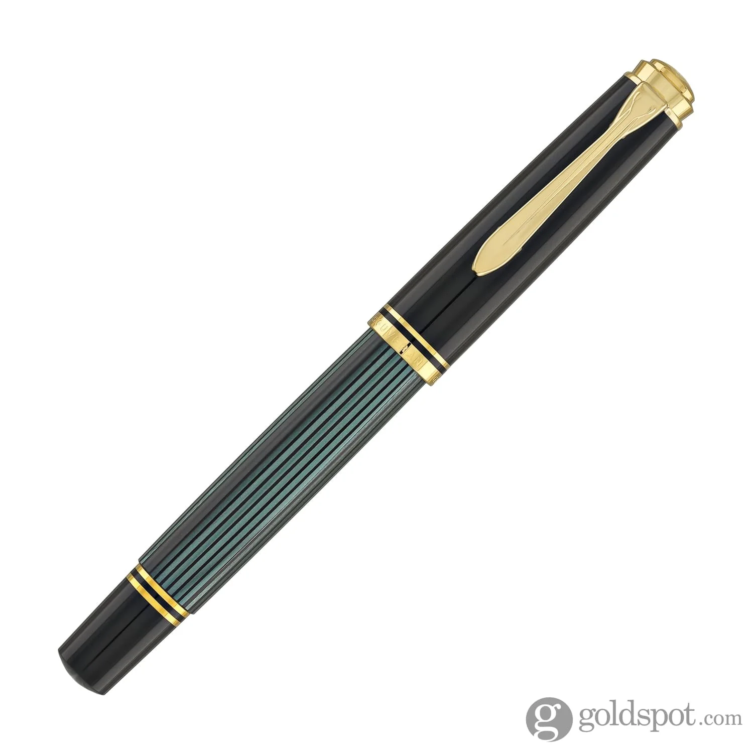 Pelikan Souveran M600 Fountain Pen in Black & Green with Gold Trim - 14K Gold - Image 4