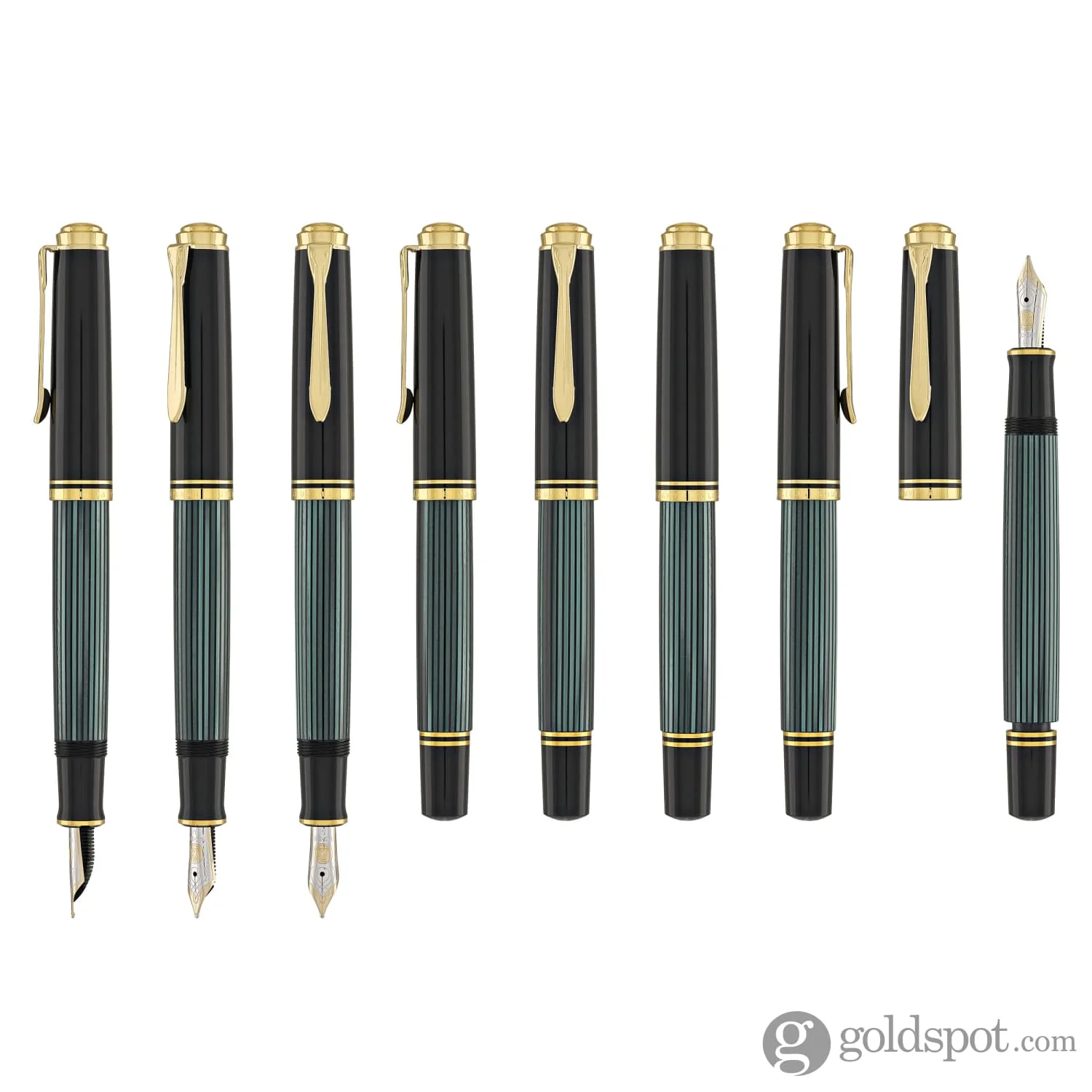Pelikan Souveran M600 Fountain Pen in Black & Green with Gold Trim - 14K Gold - Image 8