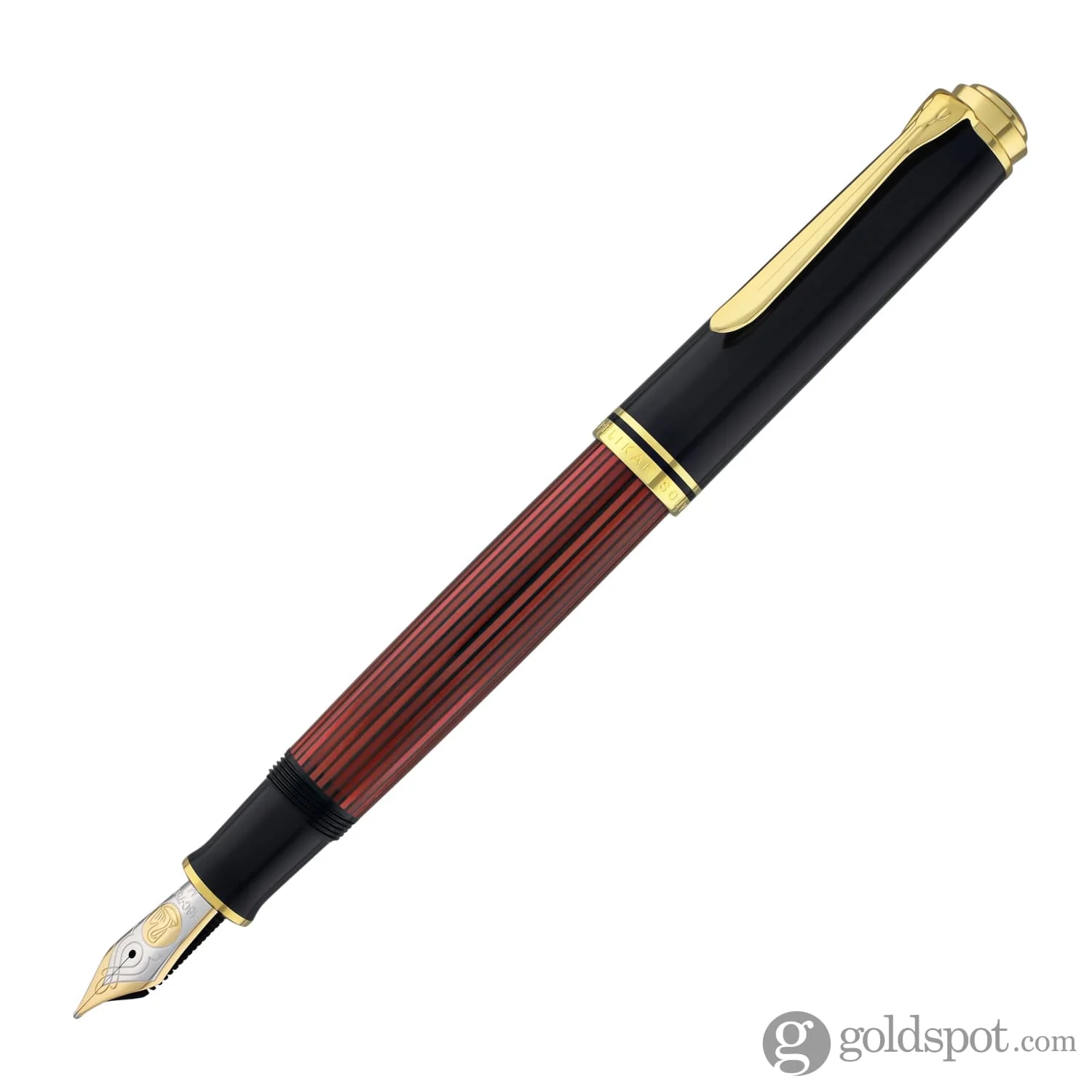 Pelikan Souveran M800 Fountain Pen in Black & Red with Gold Trim - 18K Gold - Image 2