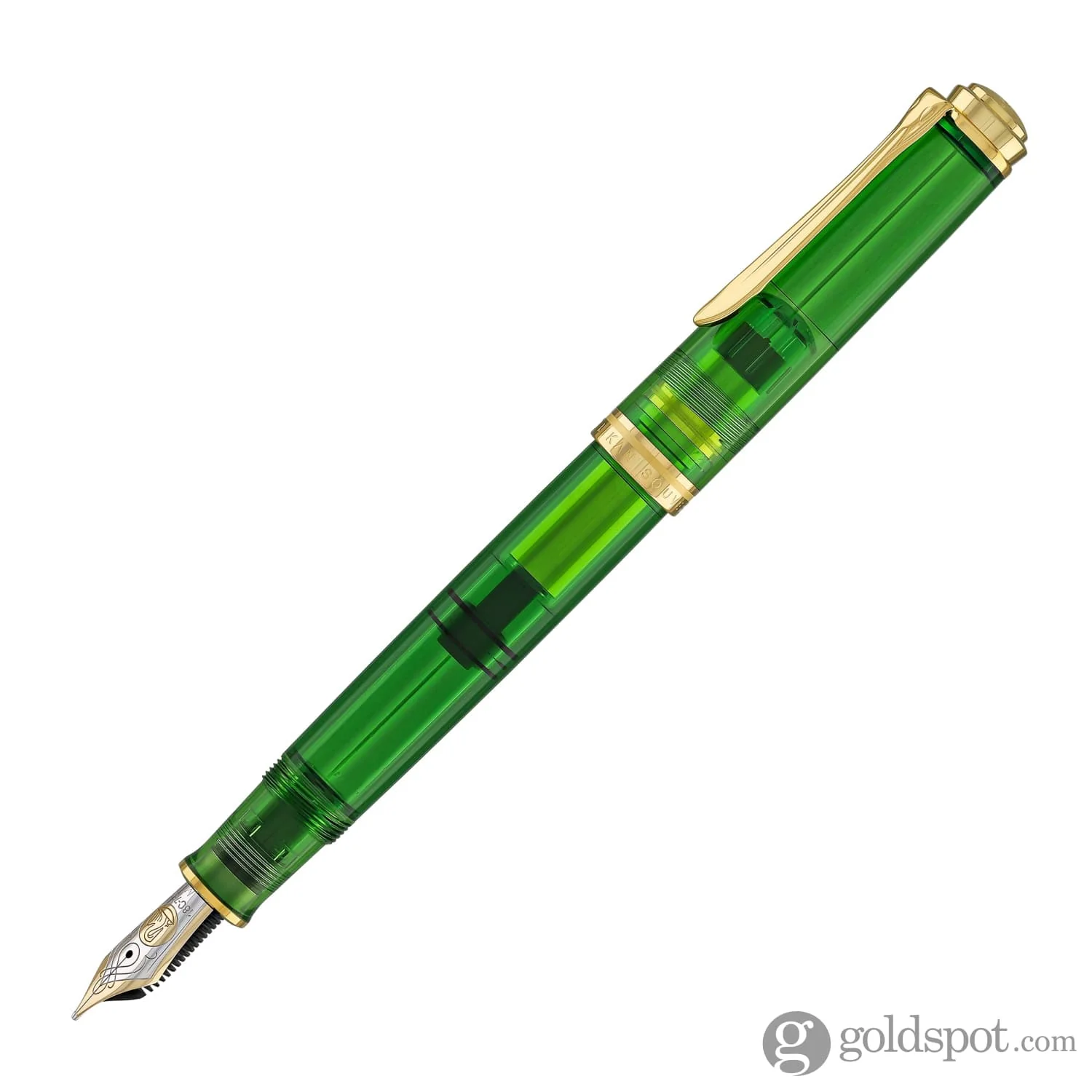 Pelikan Souveran M800 Fountain Pen in Green Demonstrator with Gold Trim - 18K Gold - Image 2
