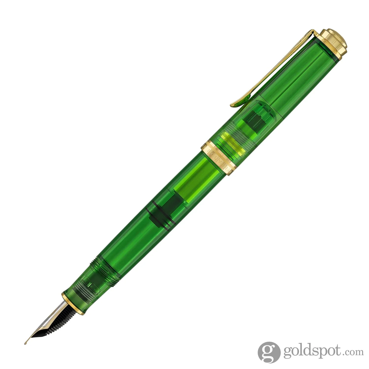 Pelikan Souveran M800 Fountain Pen in Green Demonstrator with Gold Trim - 18K Gold - Image 3