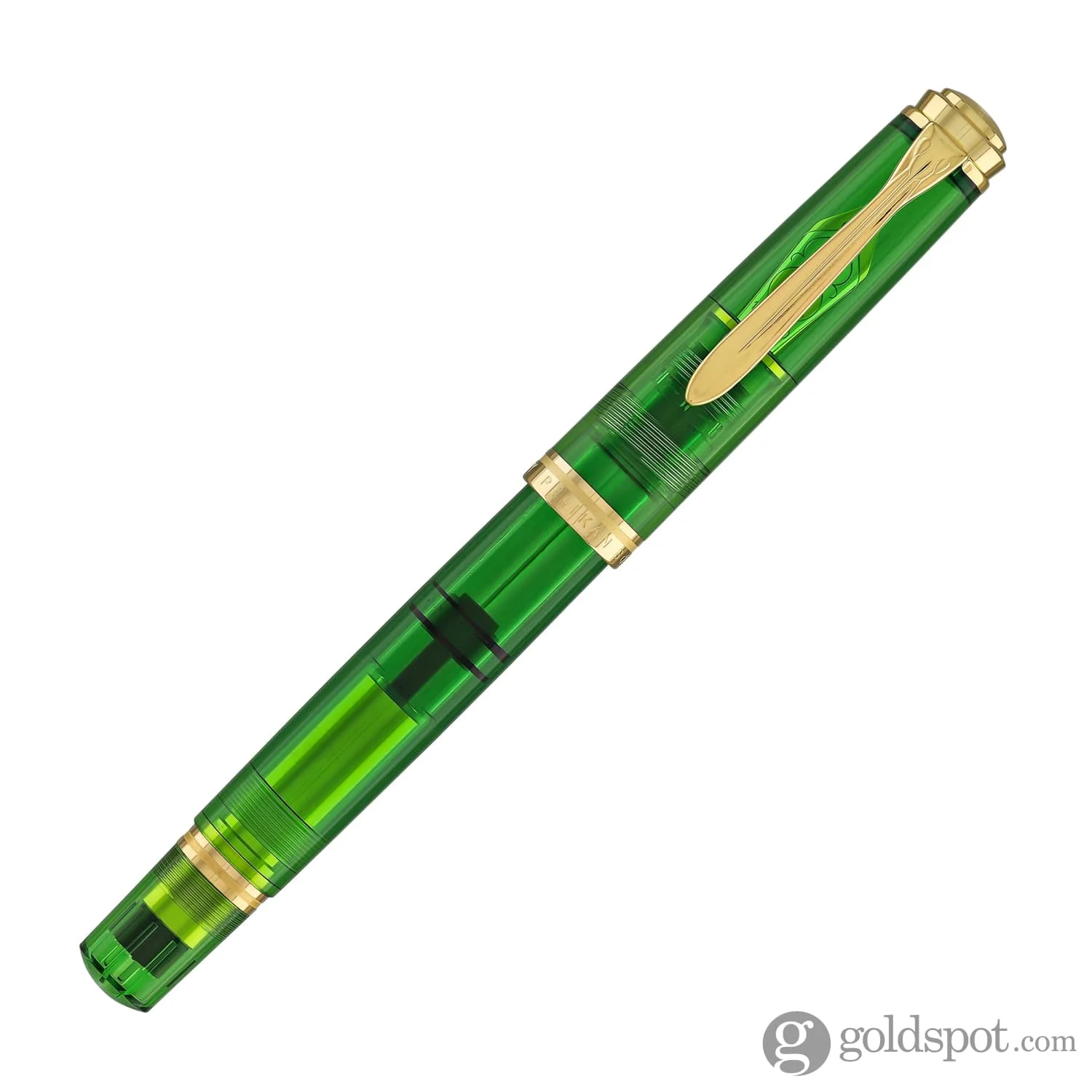 Pelikan Souveran M800 Fountain Pen in Green Demonstrator with Gold Trim - 18K Gold - Image 4