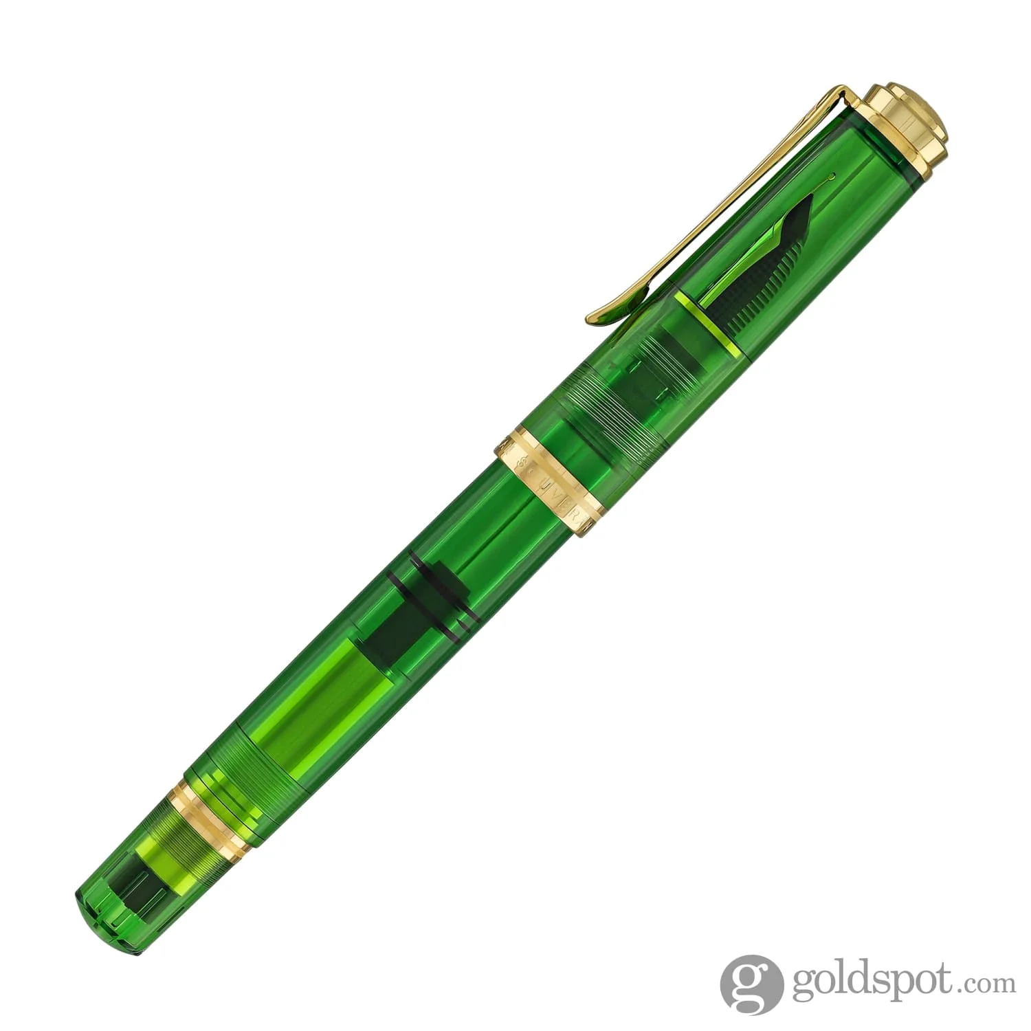 Pelikan Souveran M800 Fountain Pen in Green Demonstrator with Gold Trim - 18K Gold - Image 5