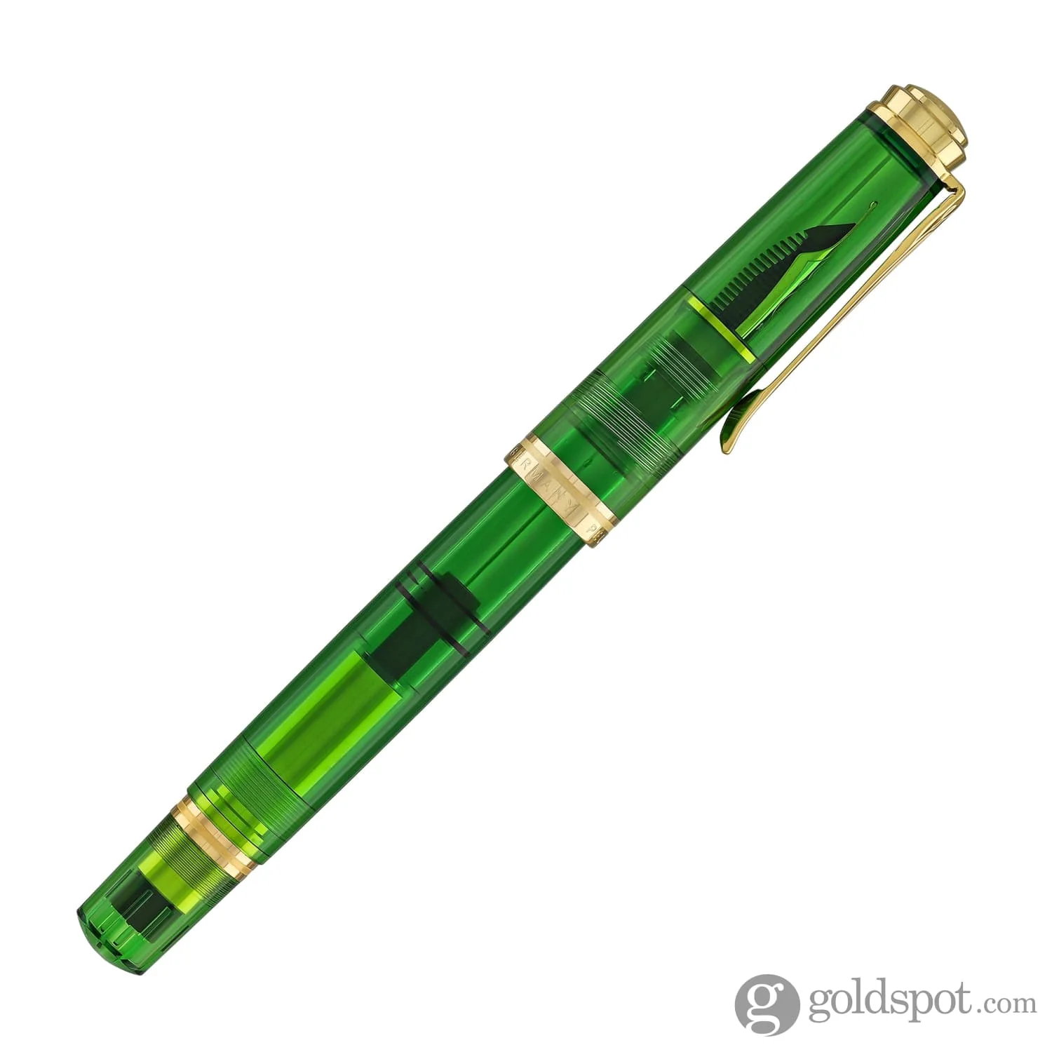 Pelikan Souveran M800 Fountain Pen in Green Demonstrator with Gold Trim - 18K Gold - Image 6