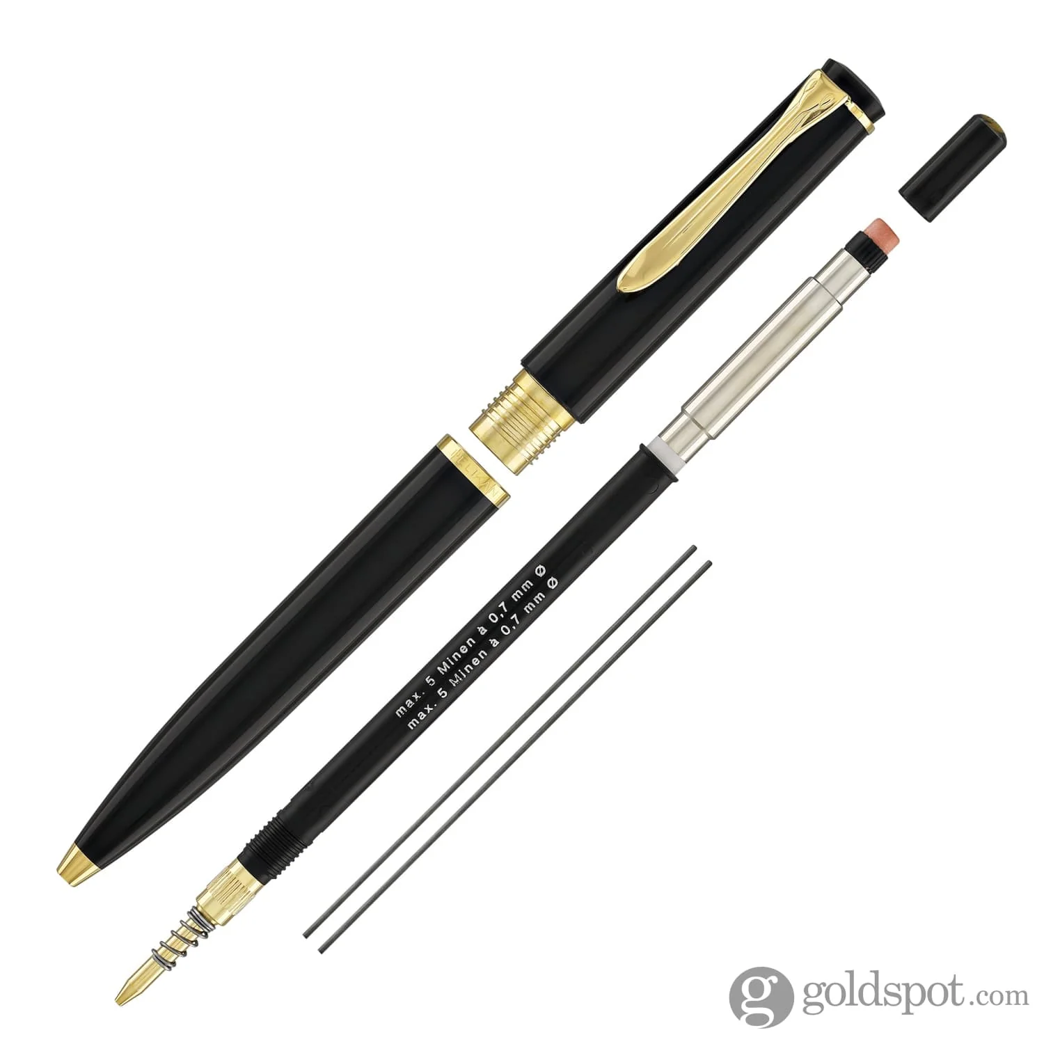 Pelikan P200 Mechanical Pencil in Black with Gold Trim - 0.7mm - Image 6