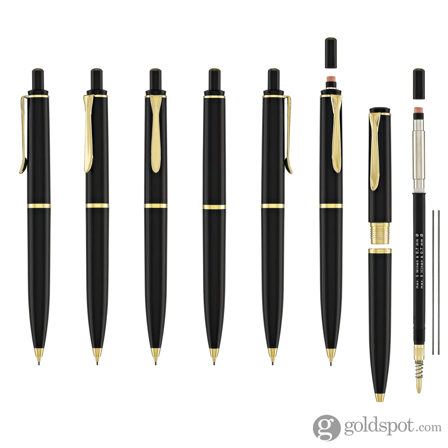 Pelikan P200 Mechanical Pencil in Black with Gold Trim - 0.7mm - Image 7