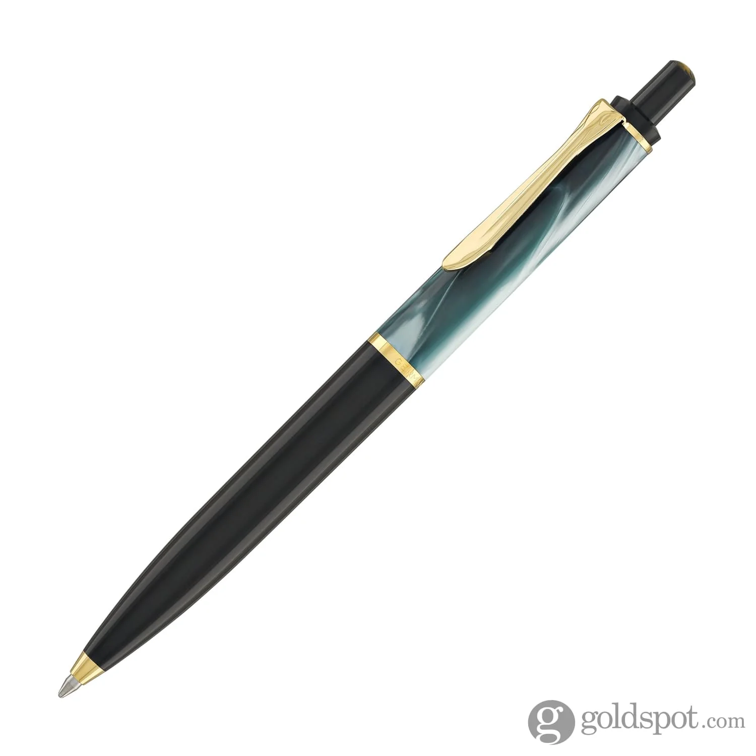 Pelikan K200 Series Ballpoint Pen in Green Marbled with Gold Trim - Image 2