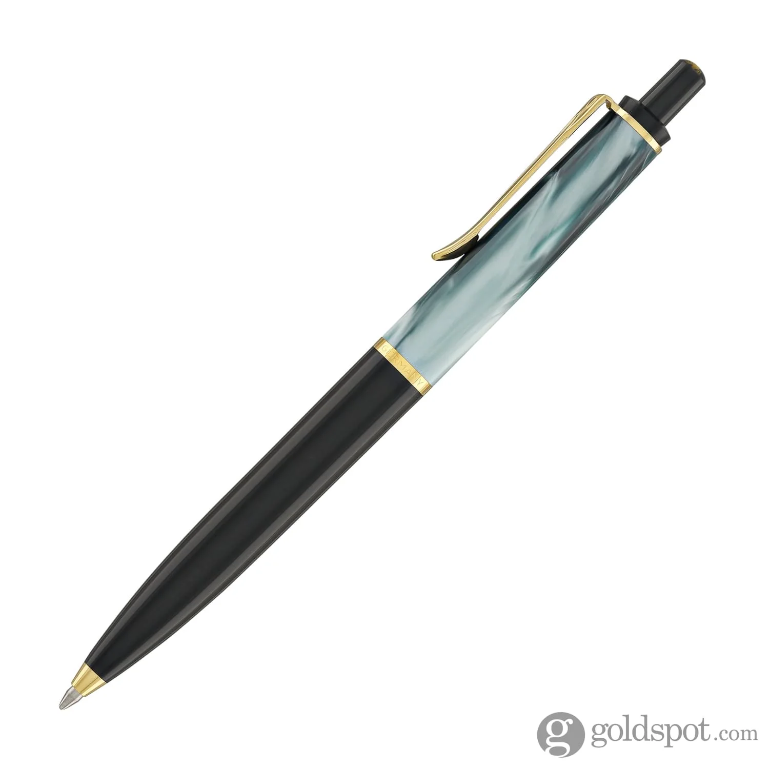 Pelikan K200 Series Ballpoint Pen in Green Marbled with Gold Trim - Image 3