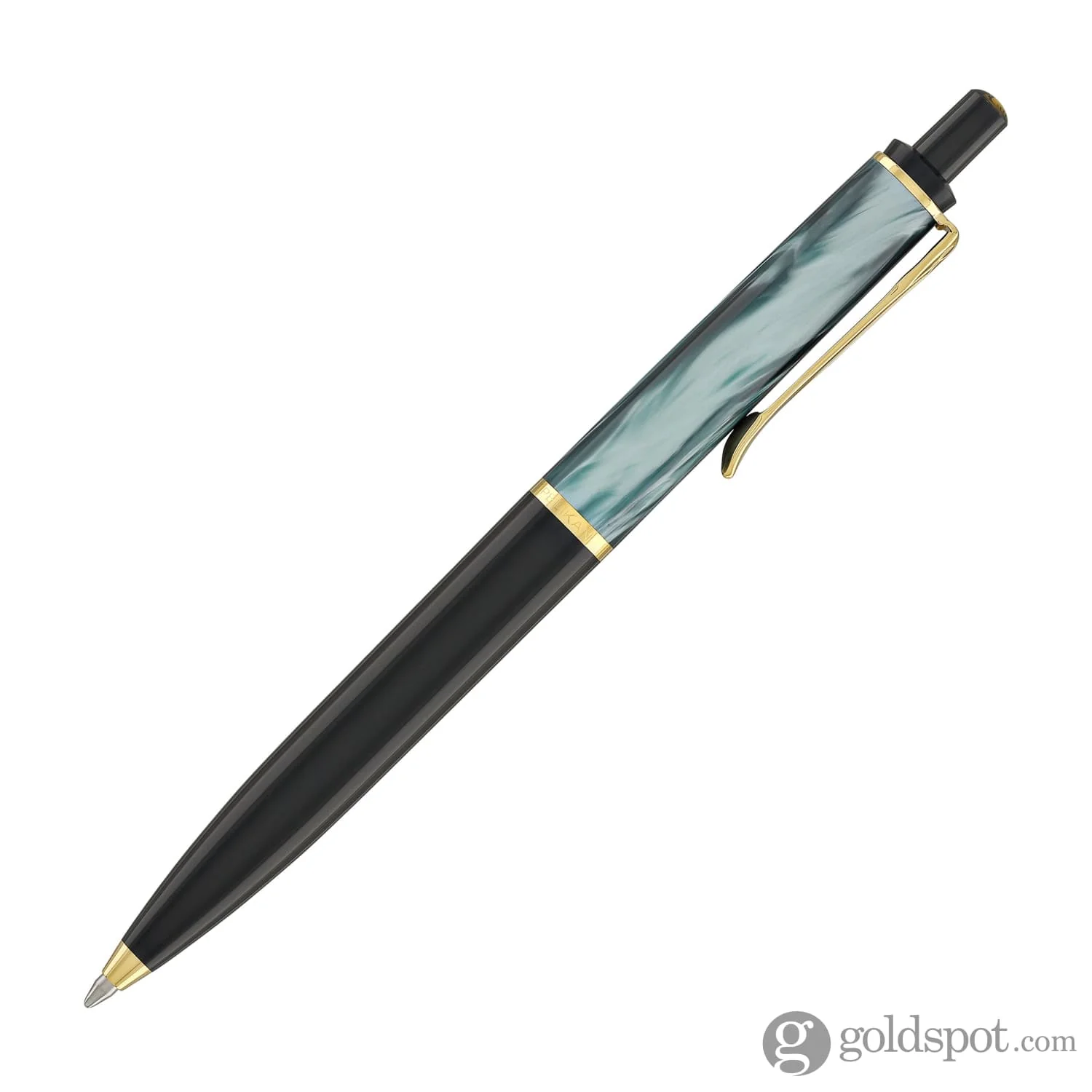 Pelikan K200 Series Ballpoint Pen in Green Marbled with Gold Trim - Image 4