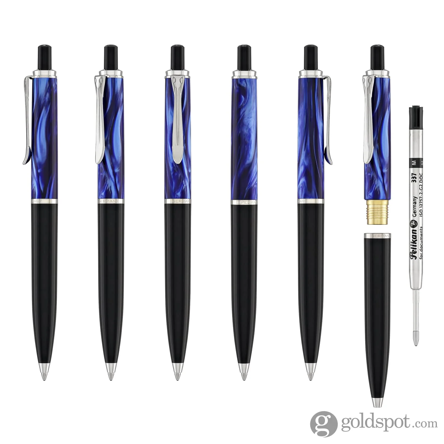 Pelikan Tradition Series M205 Ballpoint Pen in Blue Marbled - Image 6