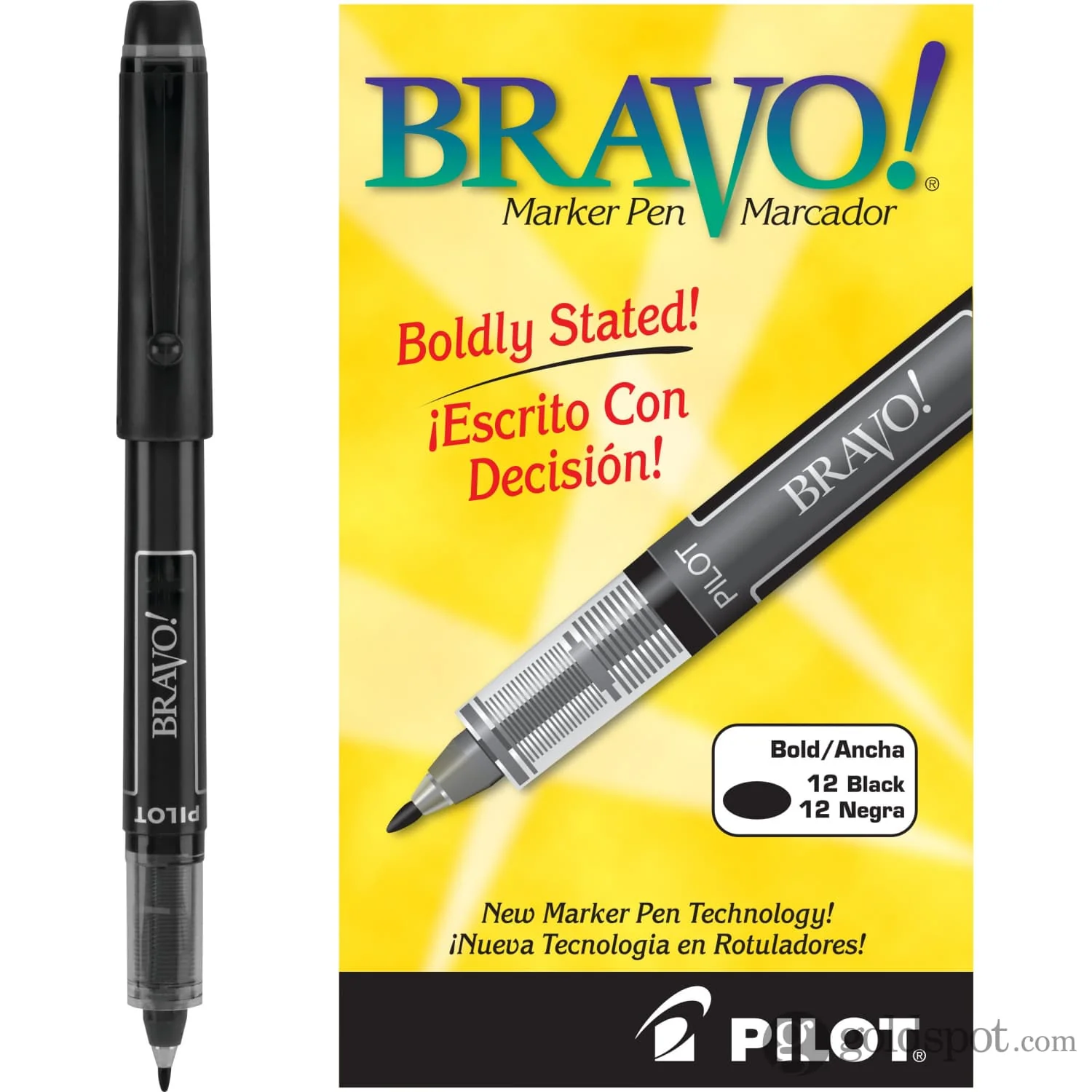 Pilot Bravo Liquid Ink Markers in Black - Bold Point - Image 2