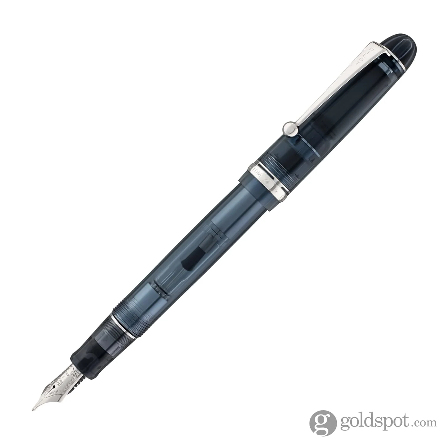 Pilot Custom 74 Fountain Pen in Blue Stone with Silver Trim - 14kt Gold - Image 2