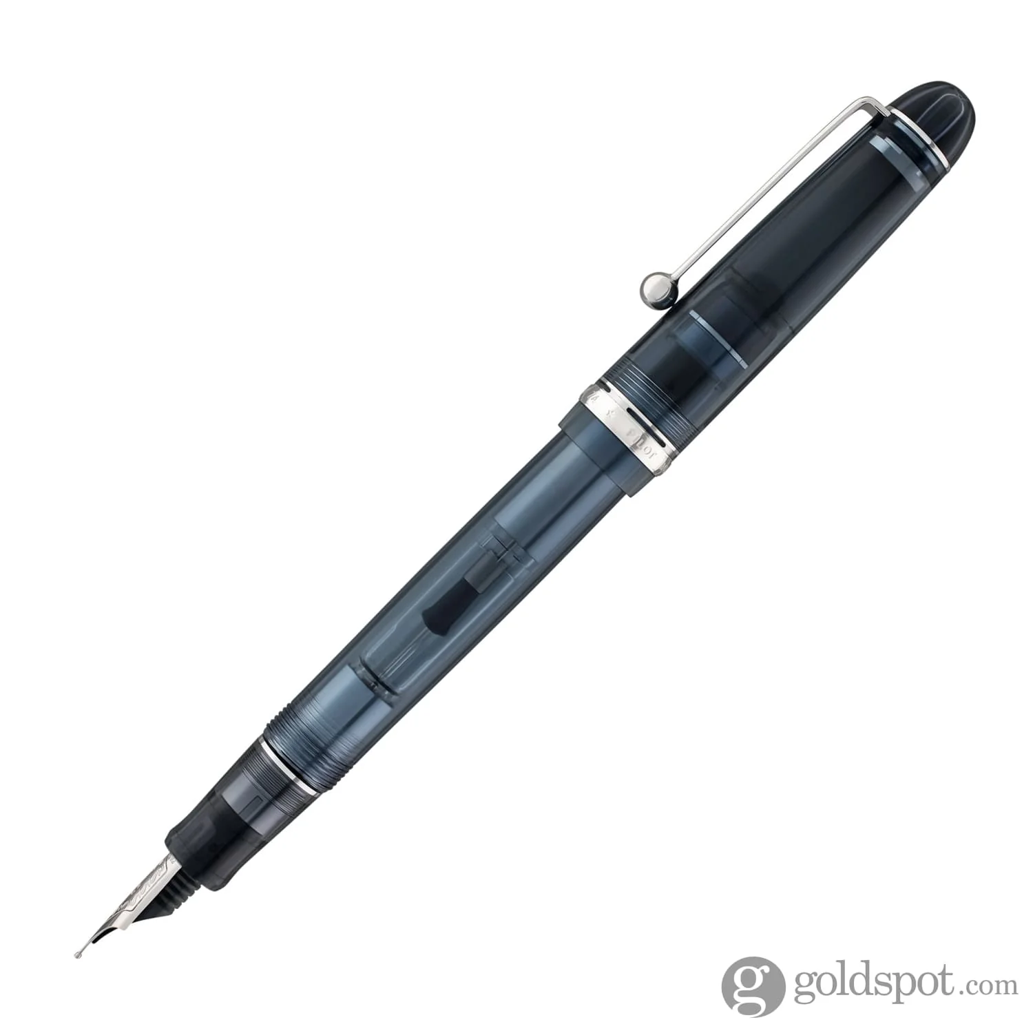 Pilot Custom 74 Fountain Pen in Blue Stone with Silver Trim - 14kt Gold - Image 3