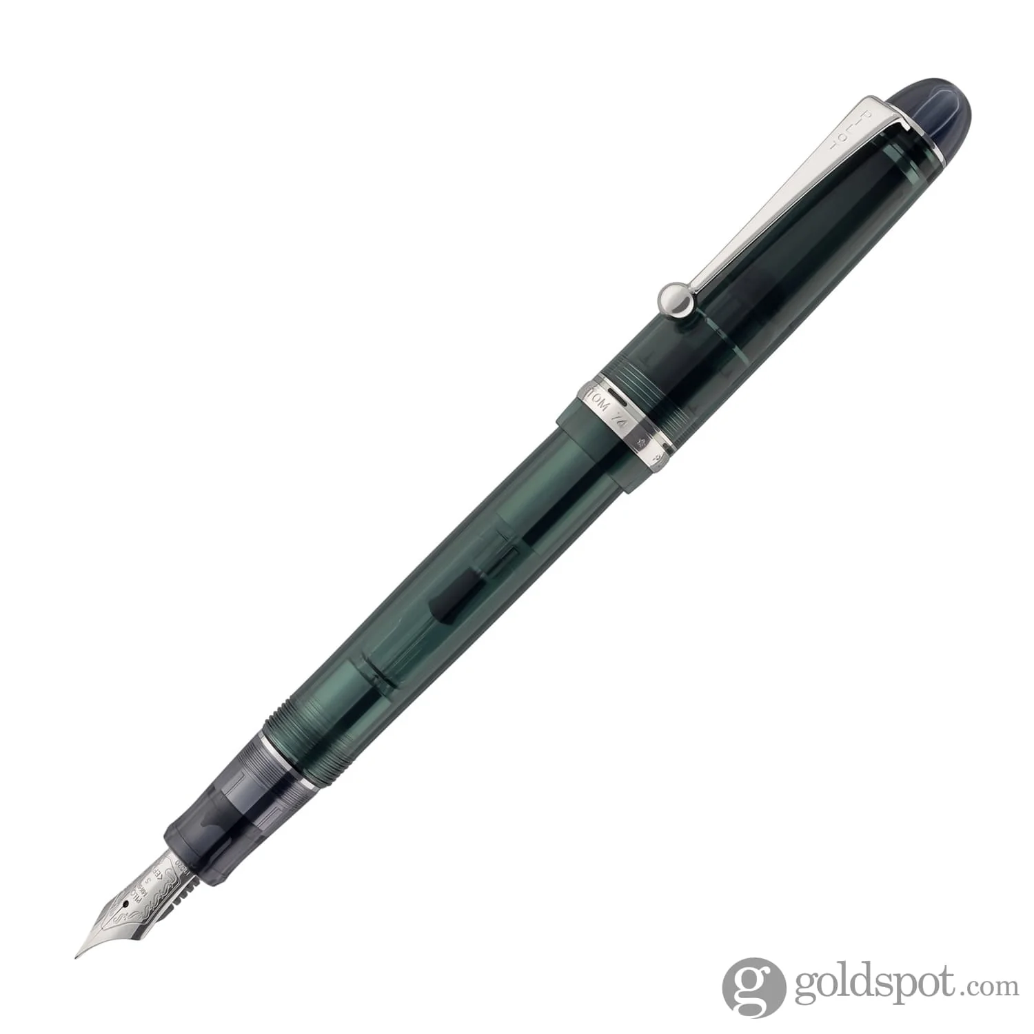 Pilot Custom 74 Fountain Pen in Forest Green with Silver Trim - 14kt Gold Nib - Image 2