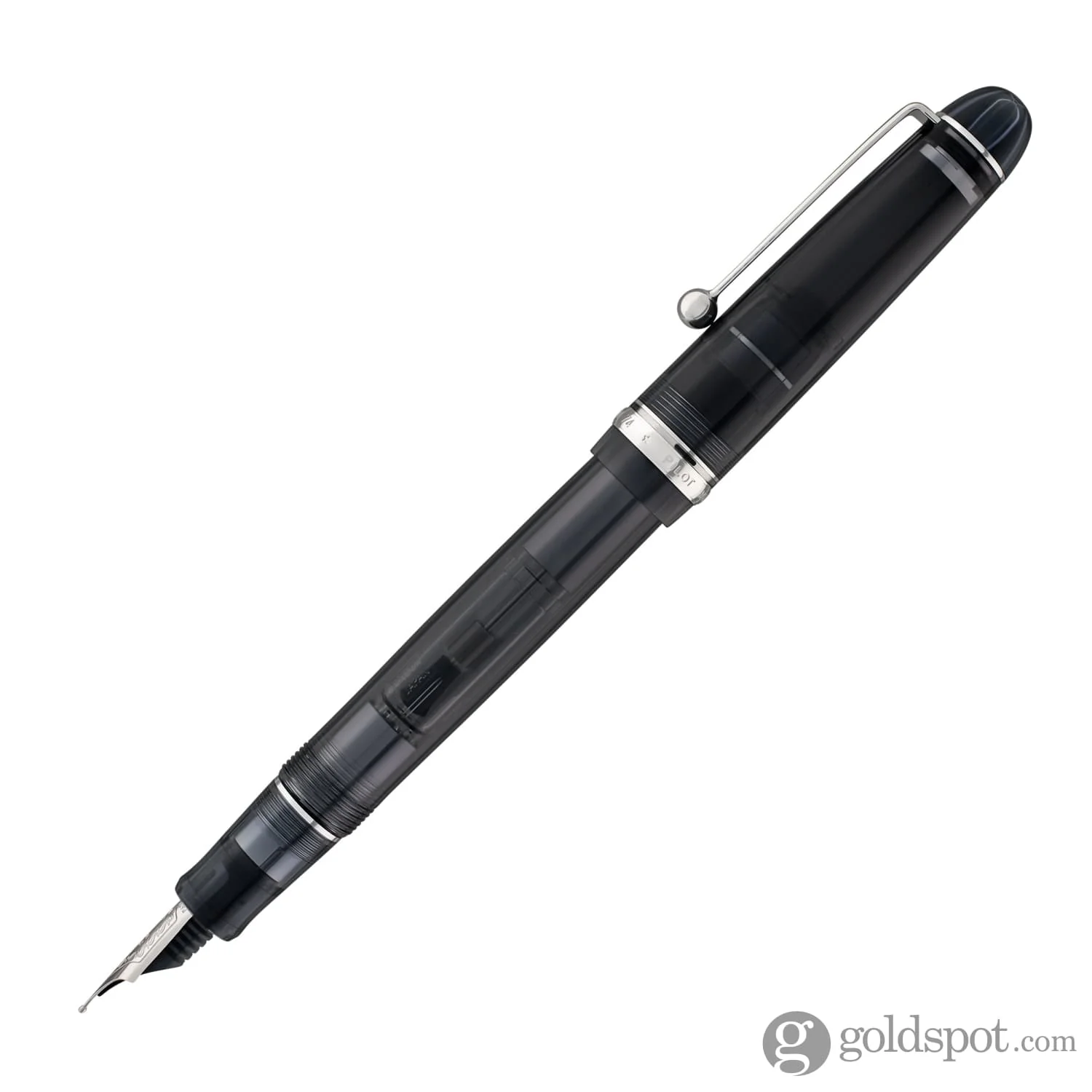 Pilot Custom 74 Fountain Pen in Smokey Black with Silver Trim - 14K Gold - Image 3
