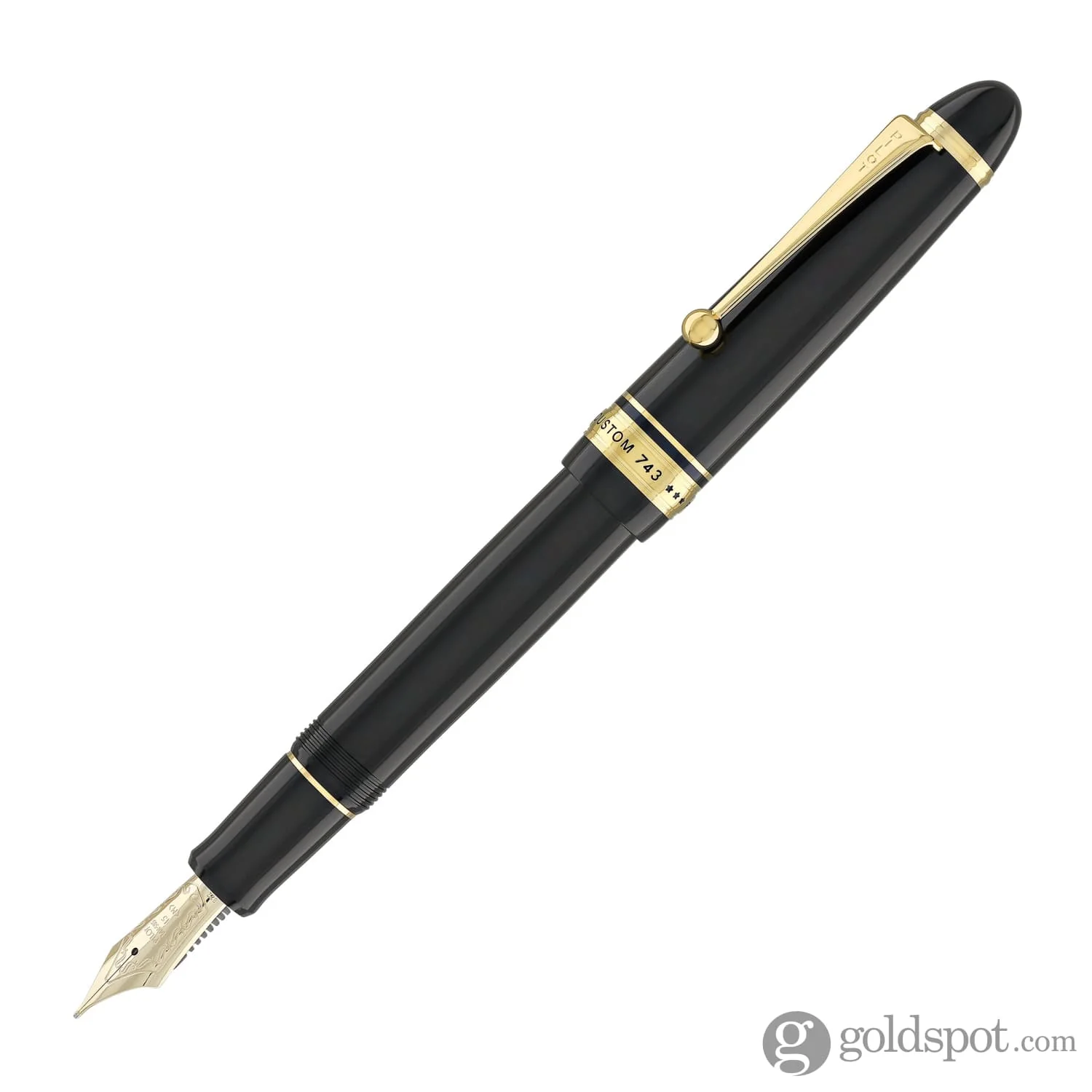 Pilot Custom 743 Fountain Pen in Black with Gold trim - 14kt Gold - Image 5