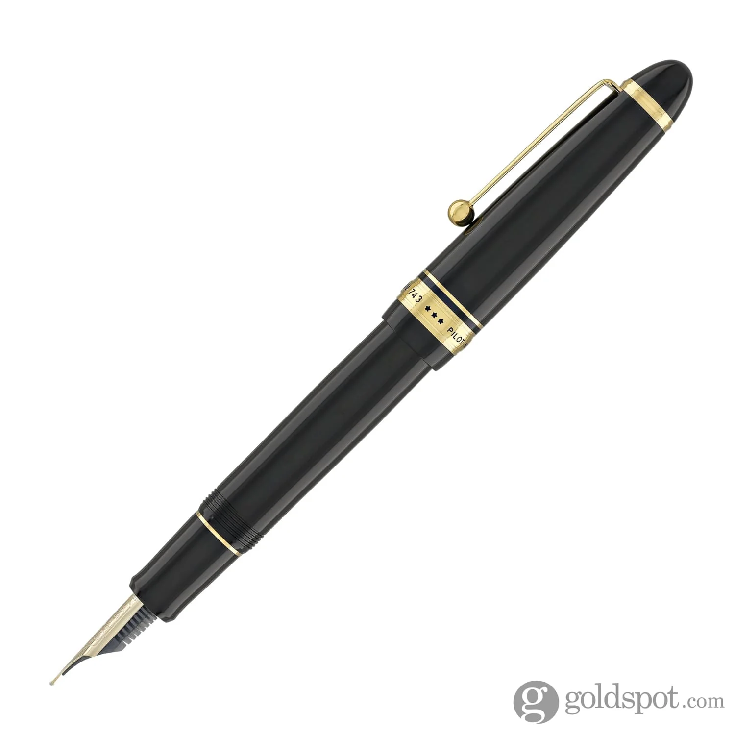 Pilot Custom 743 Fountain Pen in Black with Gold trim - 14kt Gold - Image 6
