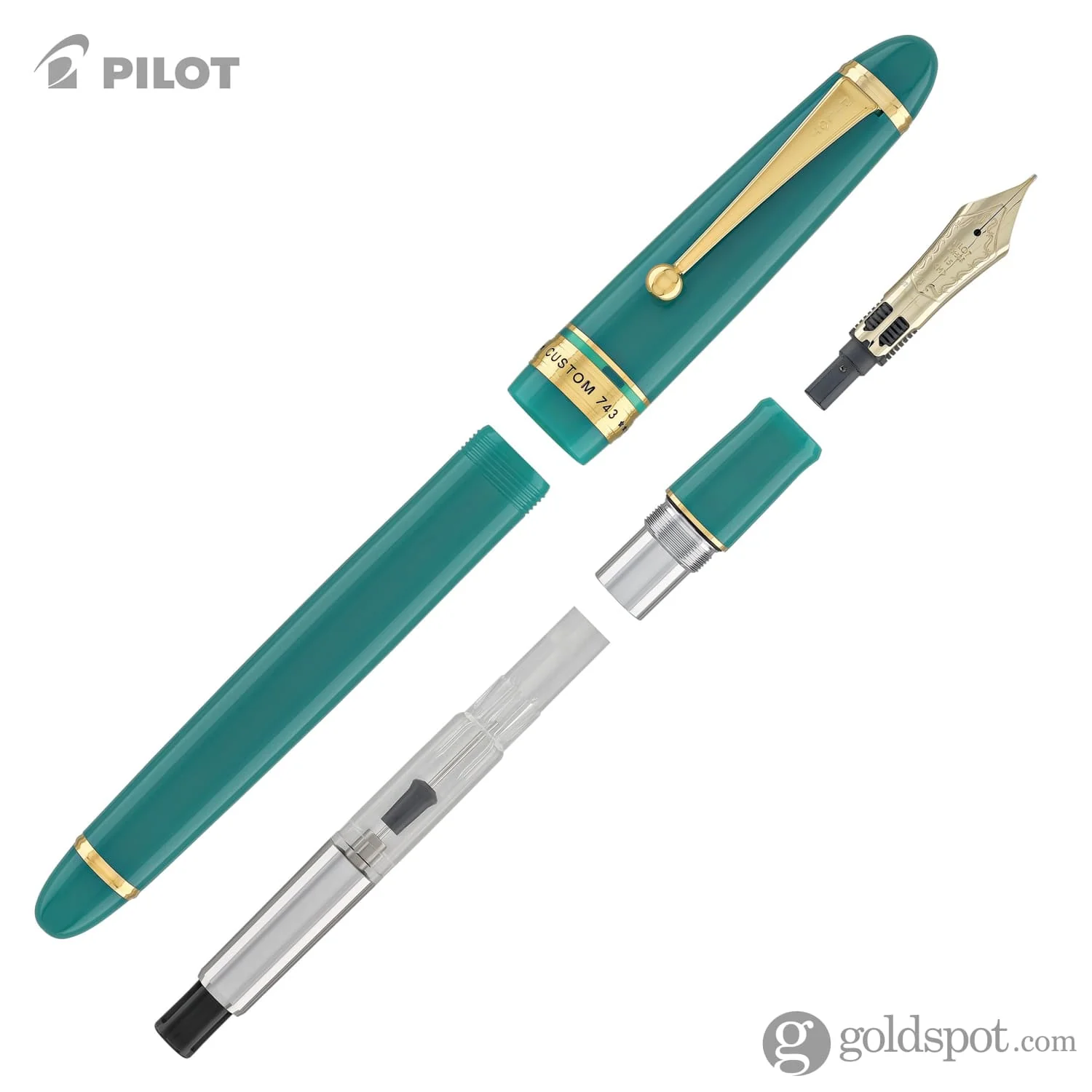 Pilot Custom 743 Fountain Pen in Verdigris (Green) - 14K Gold - Image 7