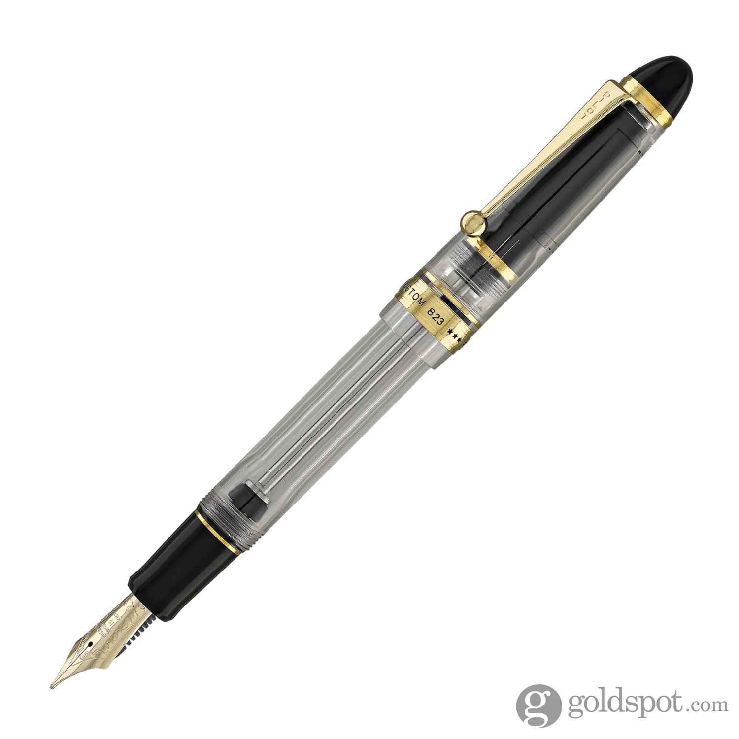 Pilot Custom 823 Fountain Pen in Clear with Gold Trim - 14K Gold - Image 2