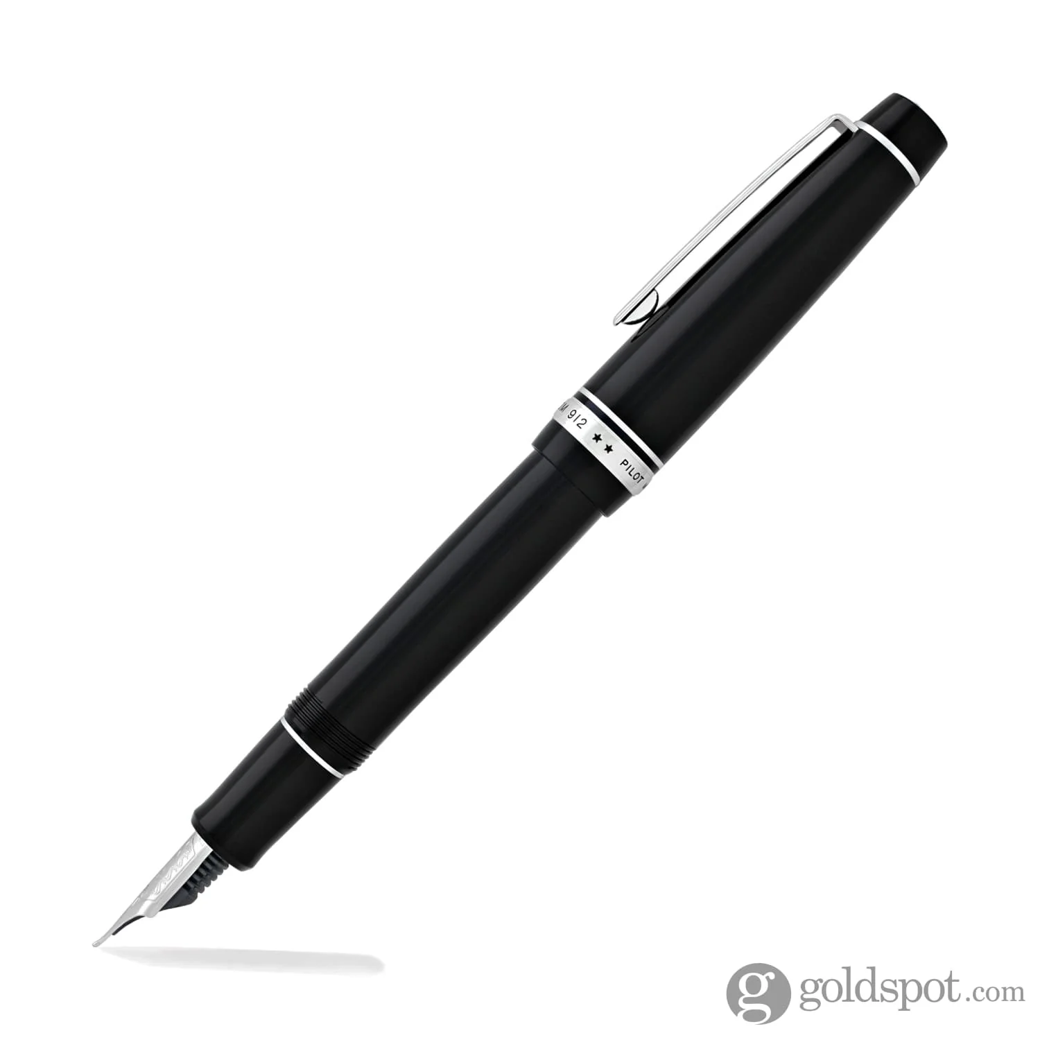 Pilot Custom 912 Fountain Pen in Black & Rhodium - 14K Gold - Image 3