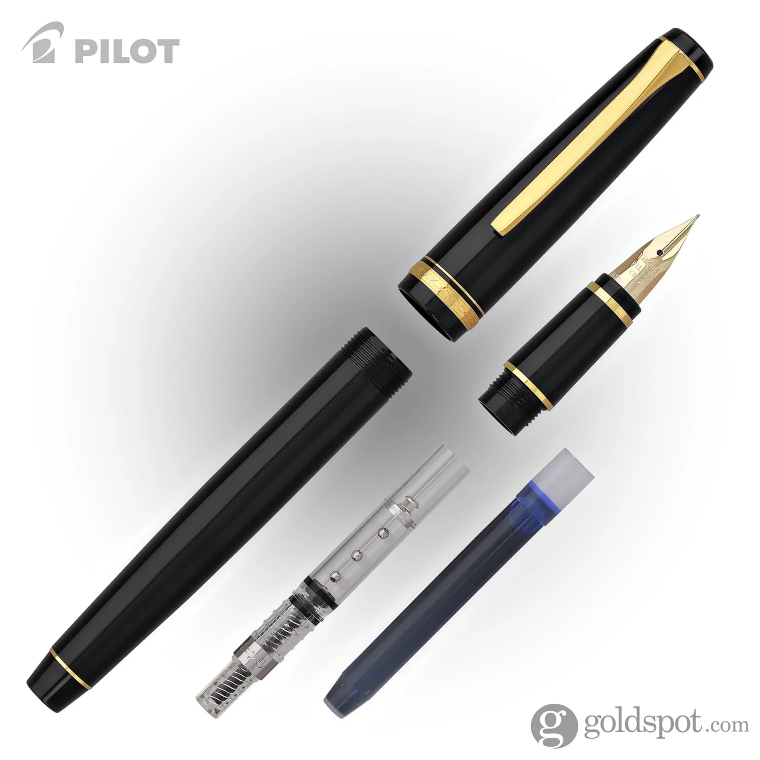 Pilot Falcon Fountain Pen in Black & Gold - Soft Flexible - Image 7