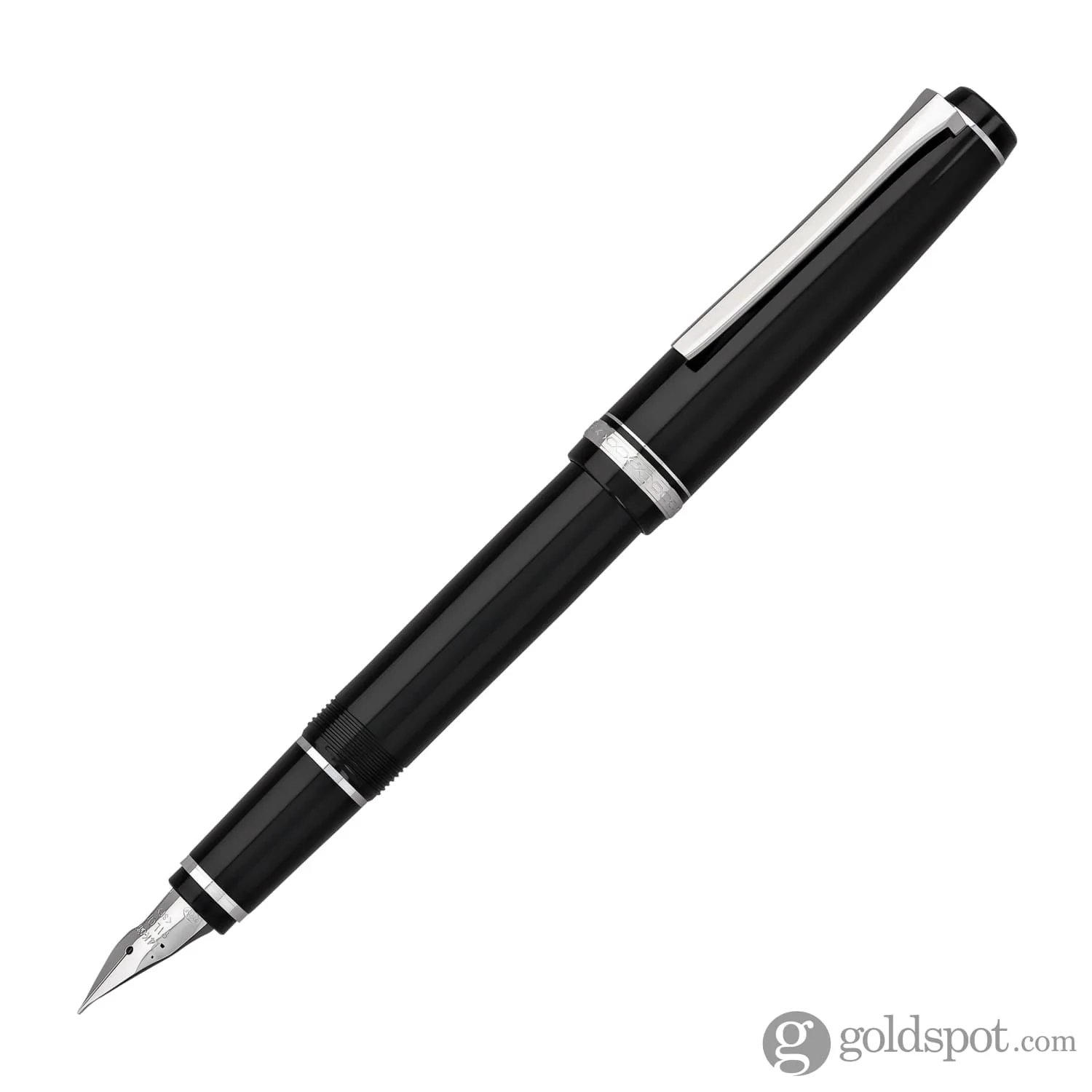 Pilot Falcon Fountain Pen in Black & Rhodium - Soft Flexible - Image 2