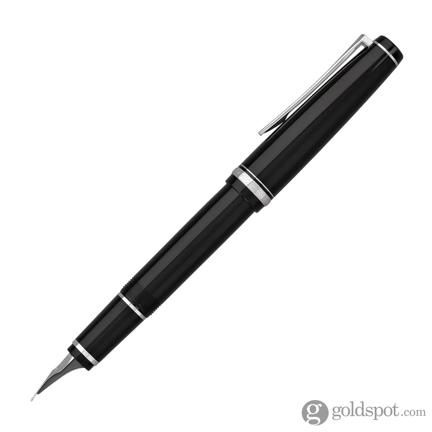 Pilot Falcon Fountain Pen in Black & Rhodium - Soft Flexible - Image 3