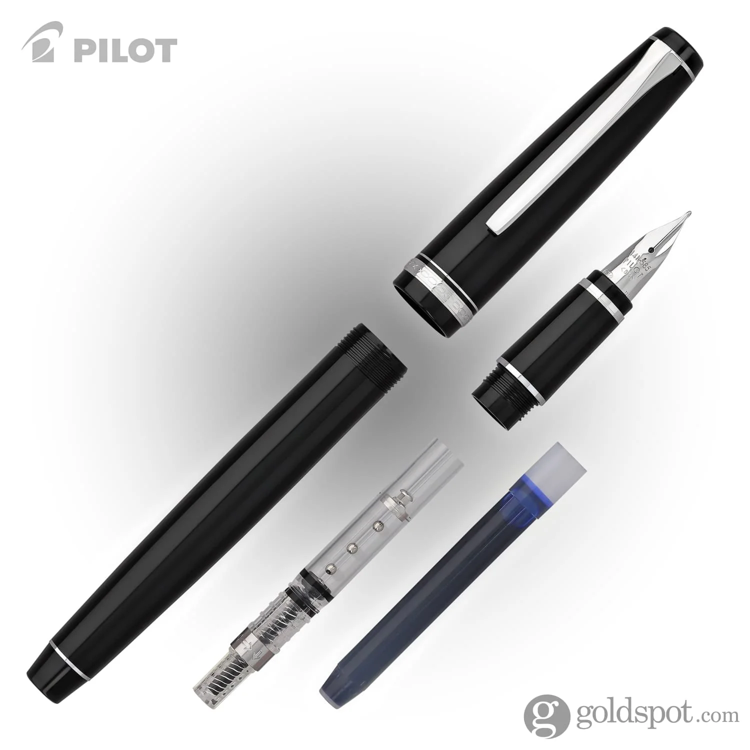 Pilot Falcon Fountain Pen in Black & Rhodium - Soft Flexible - Image 7