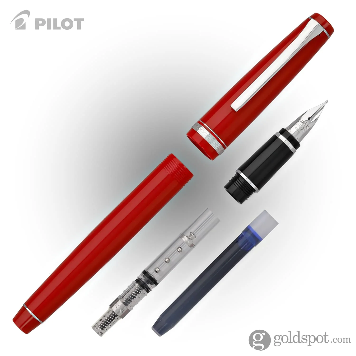Pilot Falcon Fountain Pen in Red & Rhodium - Soft Flexible - Image 7